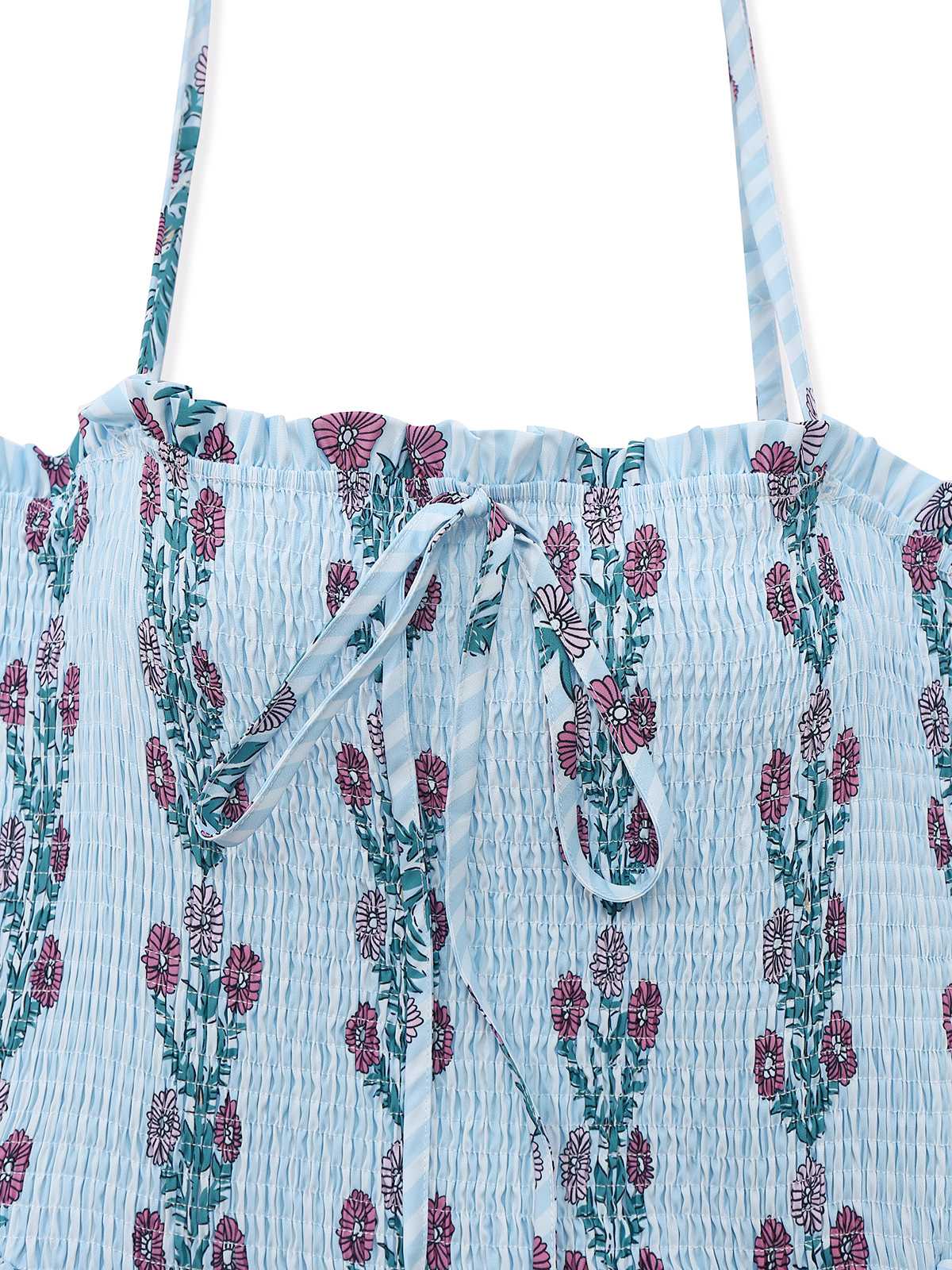 1940s Daisy Mesh Patchwork Smocked Dress - Image 3