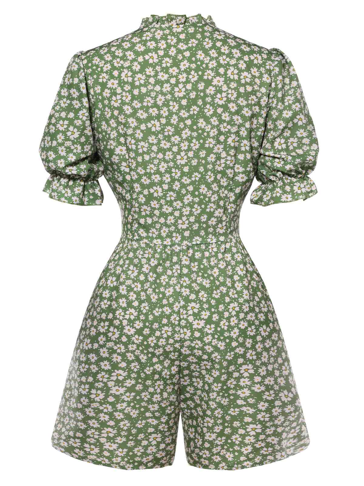 1940s Daisy Pleats Collar Puff Sleeves Romper - Image 2