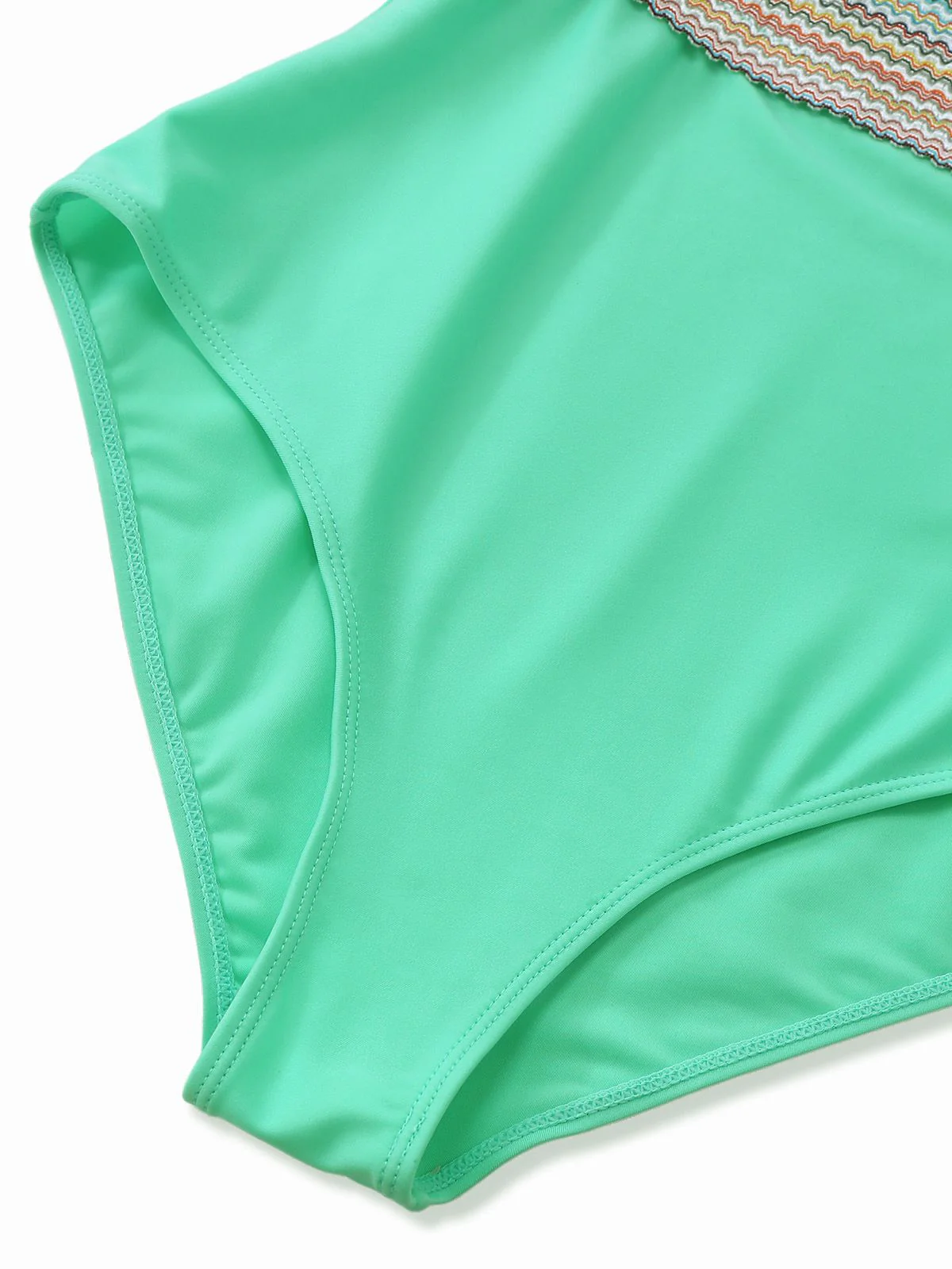 1940s Deep V-Neck Wavy Patchwork One-Piece Swimsuit - Image 8