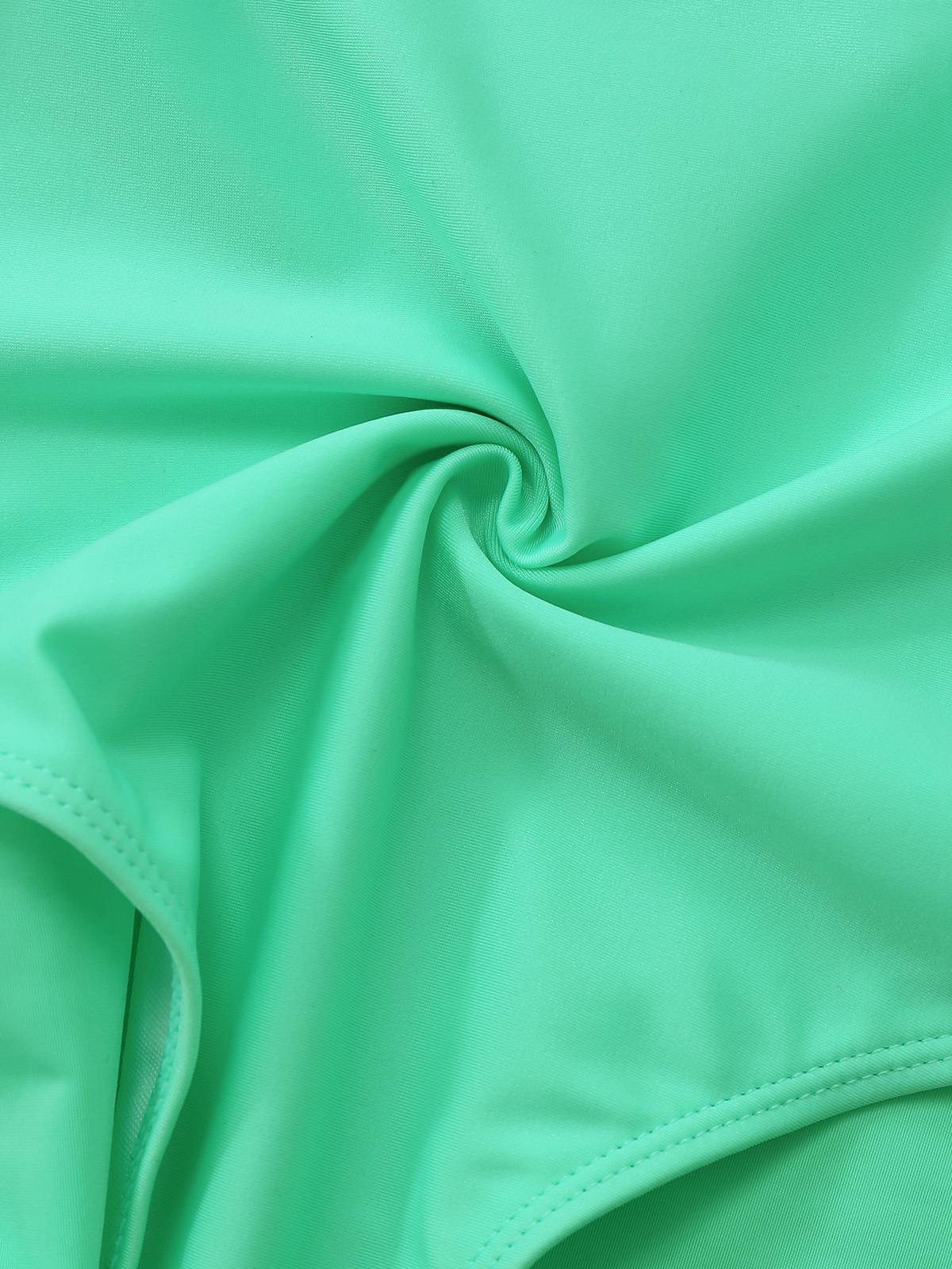 1940s Deep V-Neck Wavy Patchwork One-Piece Swimsuit - Image 9