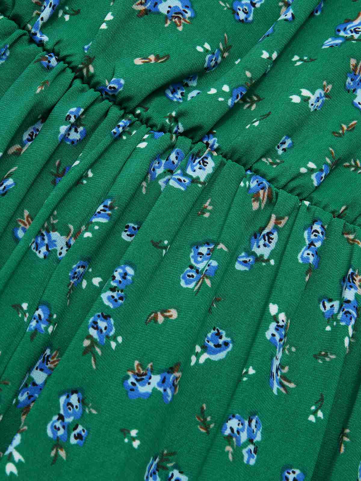 1940s Ditsy Floral Pleated Shirt Belted Dress - Image 12