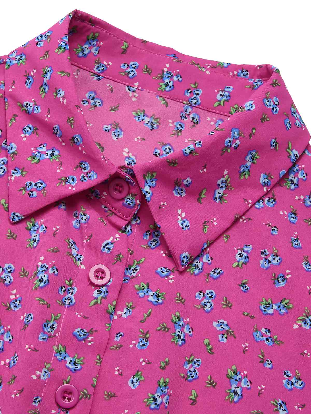 1940s Ditsy Floral Pleated Shirt Belted Dress - Image 8