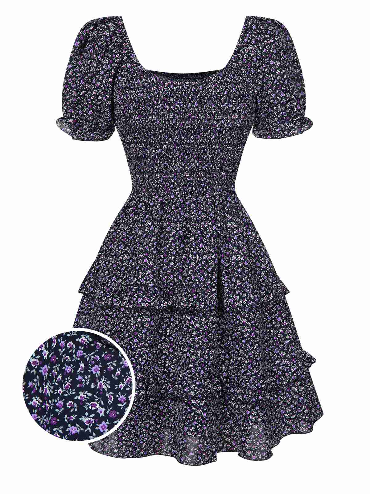 1940s Ditsy Floral Puff Wrinkle Dress - Image 13
