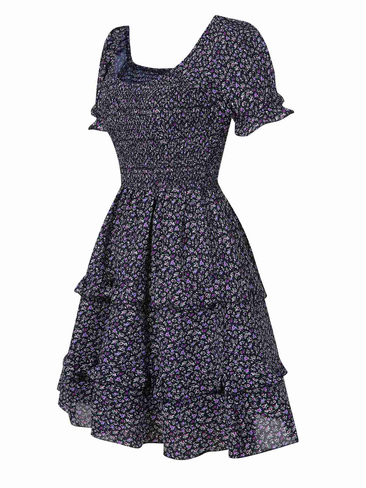 1940s Ditsy Floral Puff Wrinkle Dress - Image 16