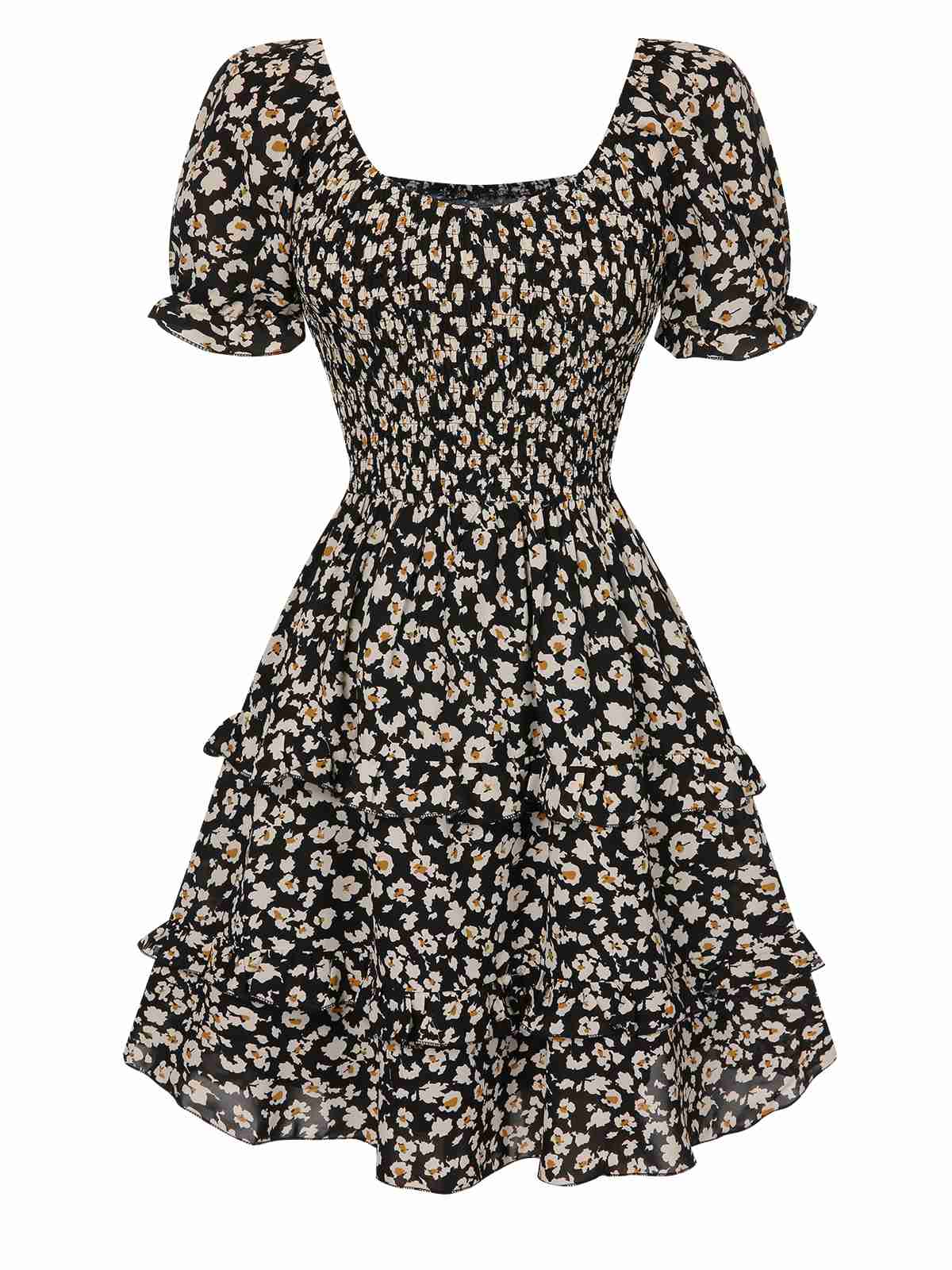 1940s Ditsy Floral Puff Wrinkle Dress - Image 2