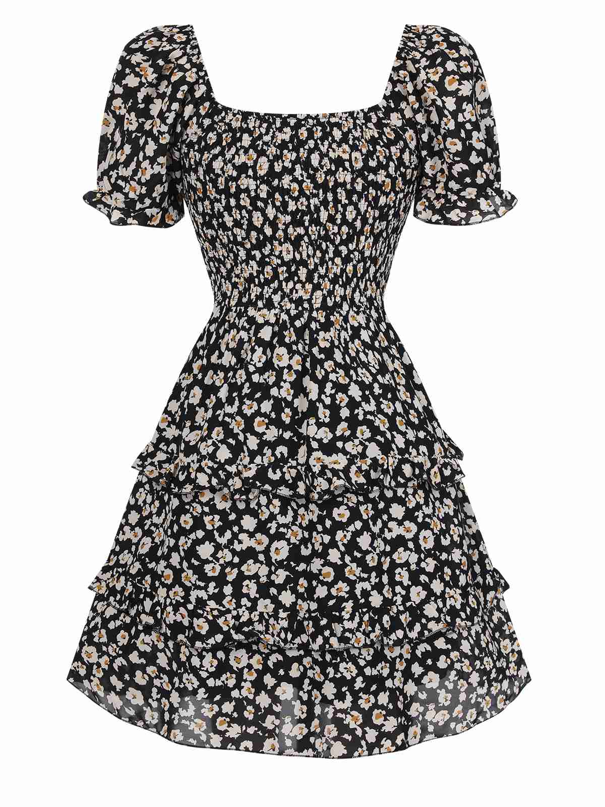 1940s Ditsy Floral Puff Wrinkle Dress - Image 3