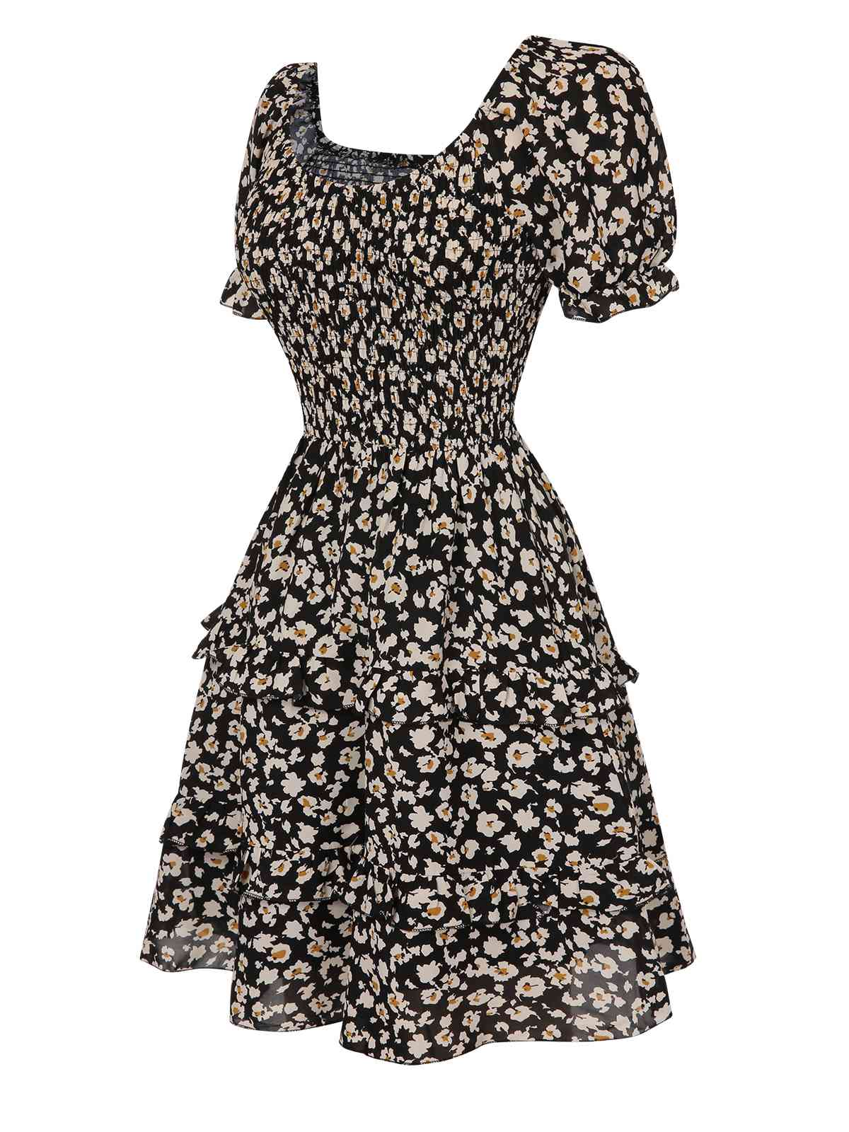 1940s Ditsy Floral Puff Wrinkle Dress - Image 4