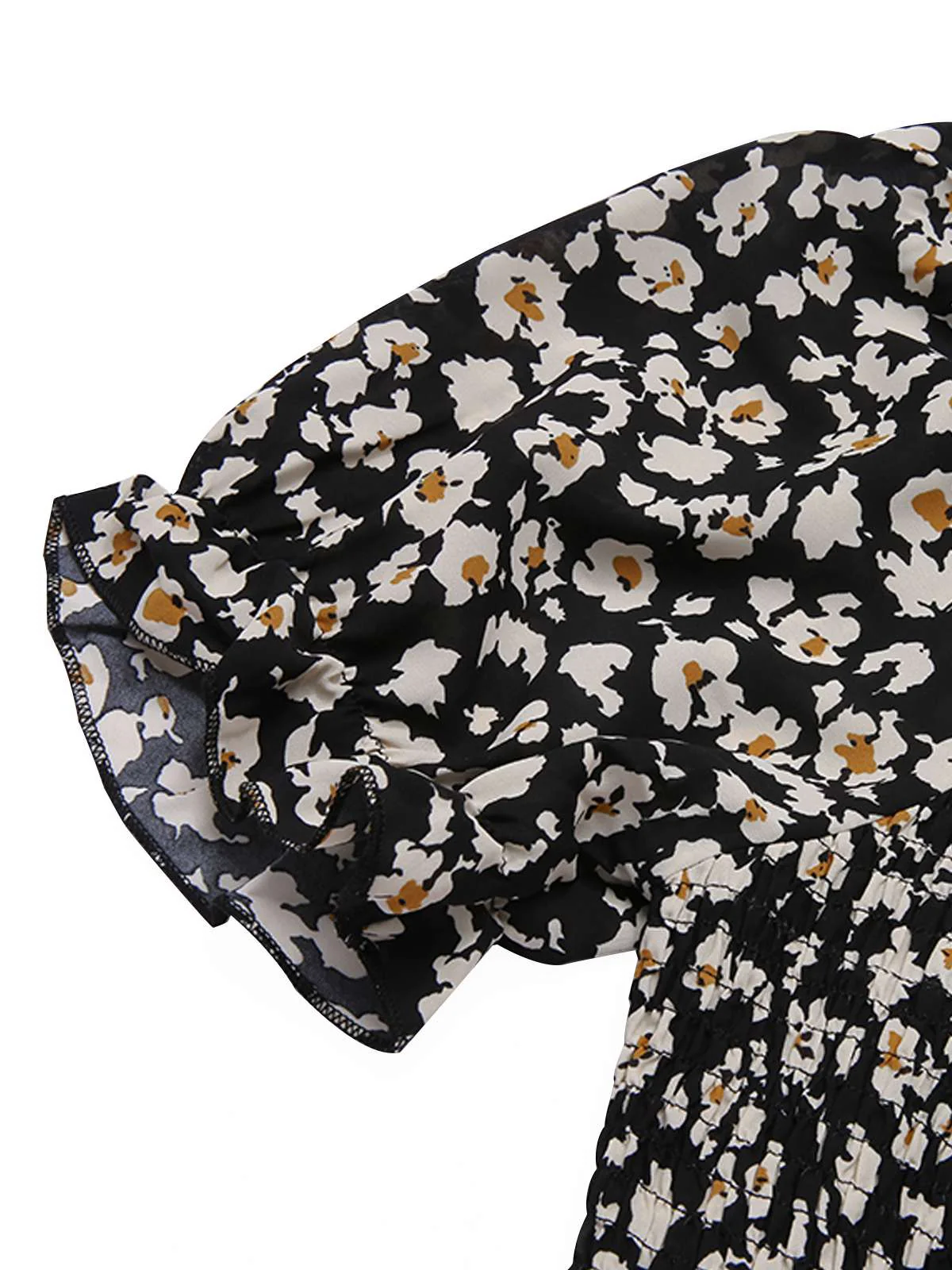 1940s Ditsy Floral Puff Wrinkle Dress - Image 6
