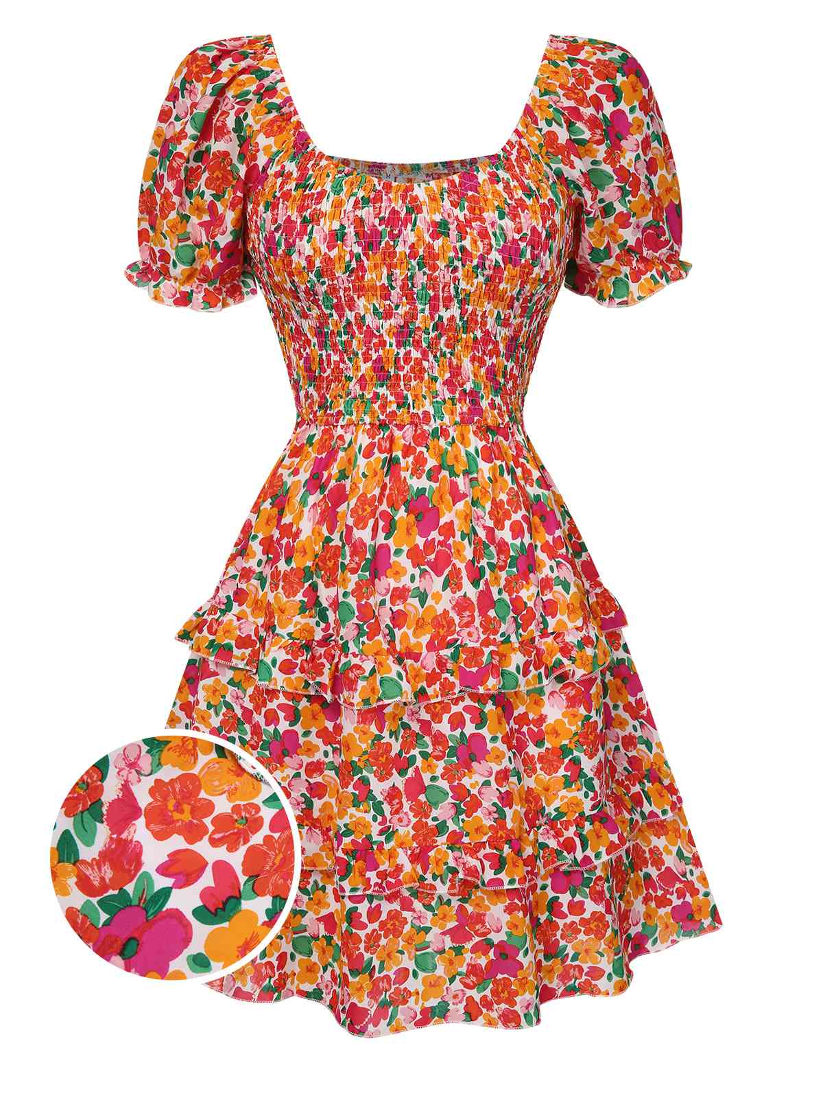 1940s Ditsy Floral Puff Wrinkle Dress - Image 7