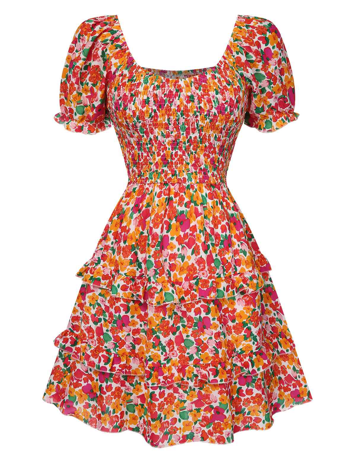 1940s Ditsy Floral Puff Wrinkle Dress - Image 8
