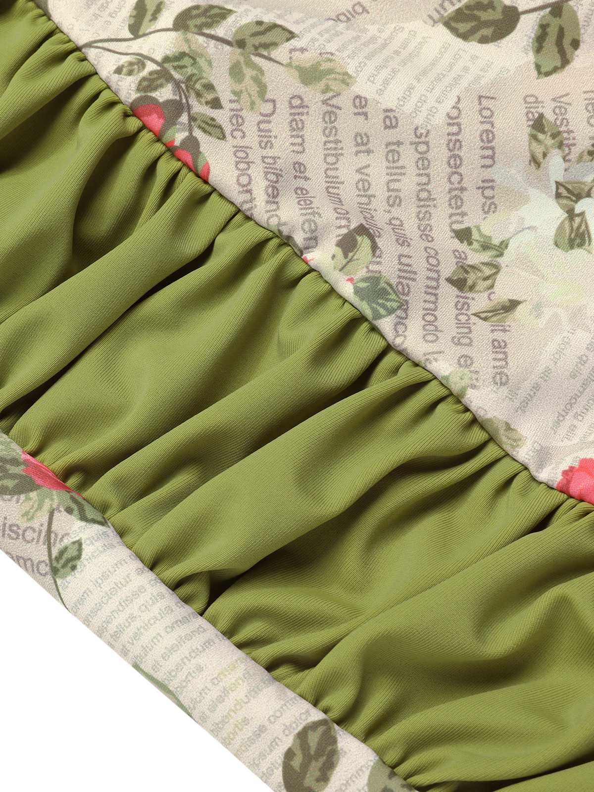 1940s Double Strap Pleated Roses One-Piece Swimsuit - Image 6