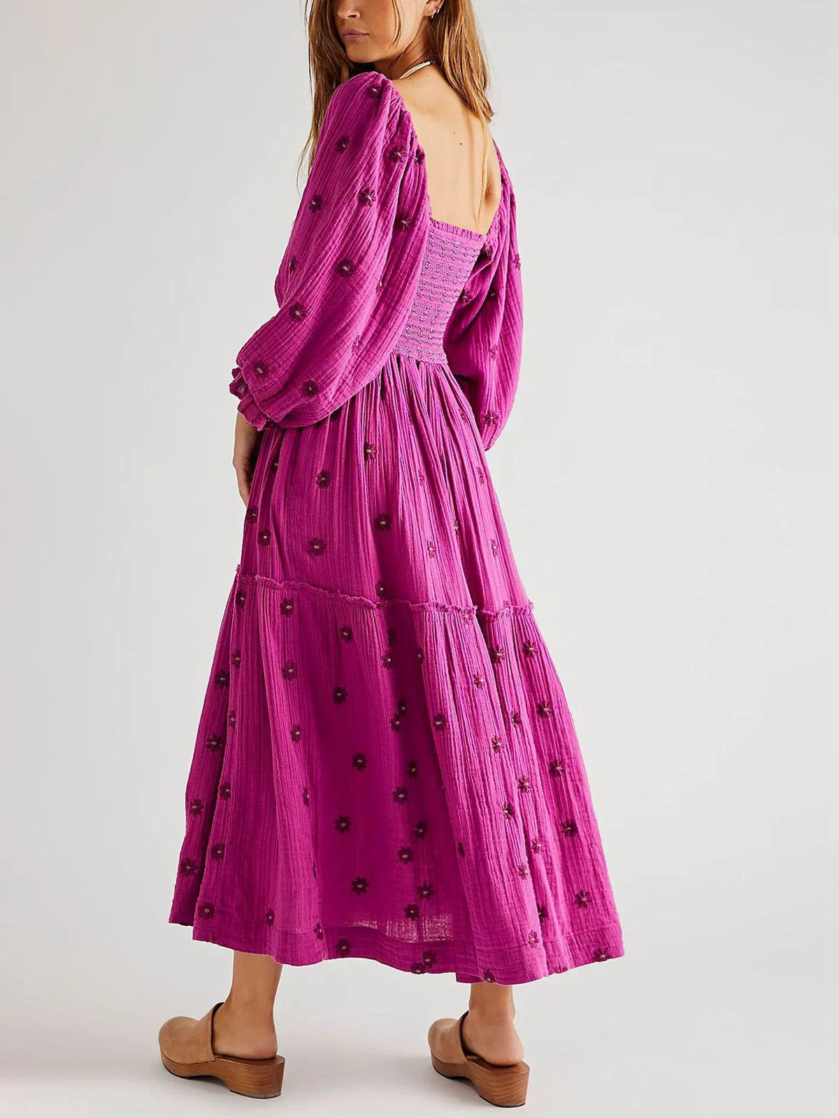 1940s Embroidered Floral Lantern Sleeve Dress - Image 14