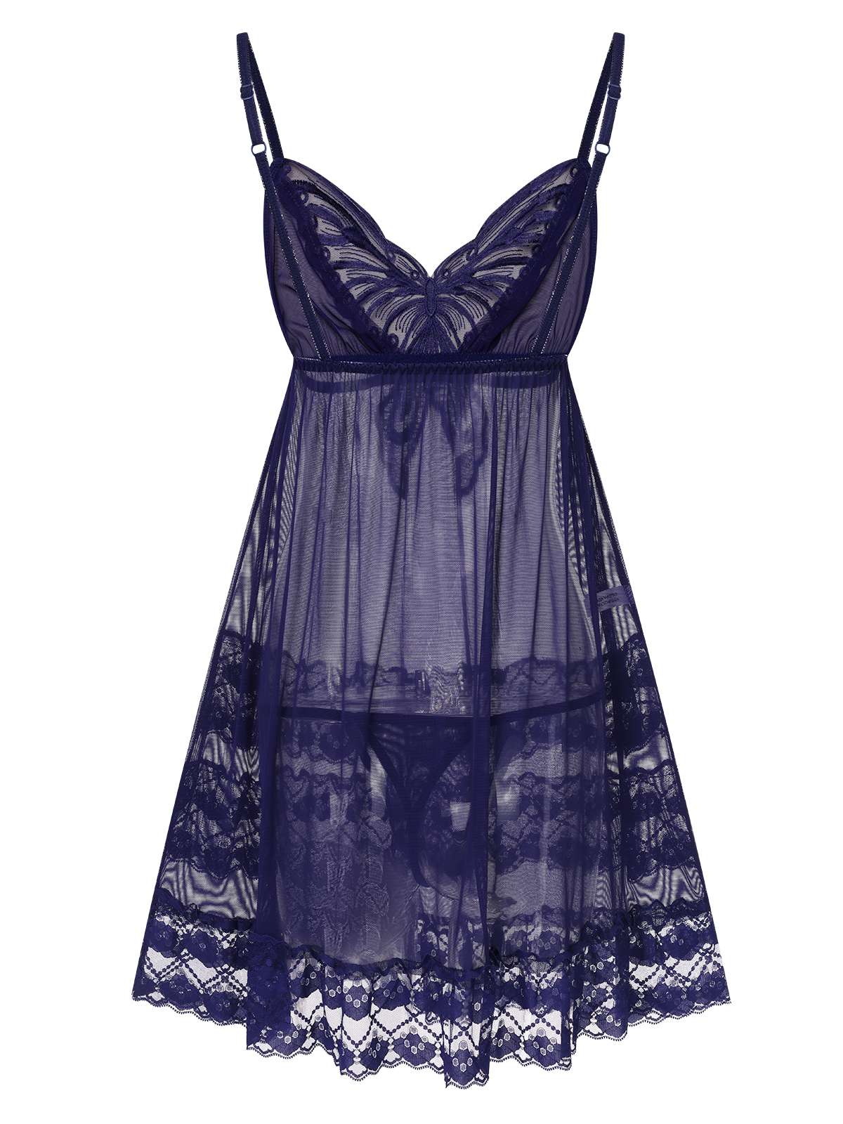 1940s Embroidered Lace Butterfly Sheer Nightgown - Image 10