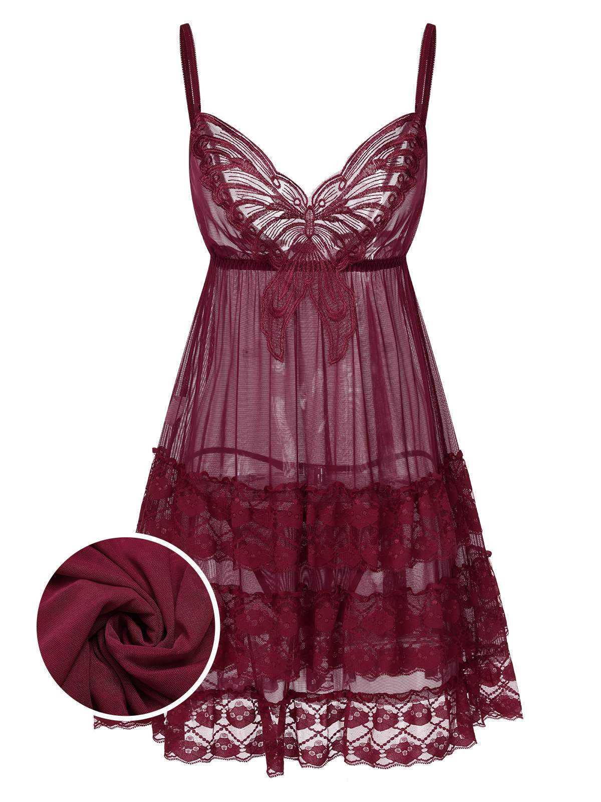 1940s Embroidered Lace Butterfly Sheer Nightgown - Image 2