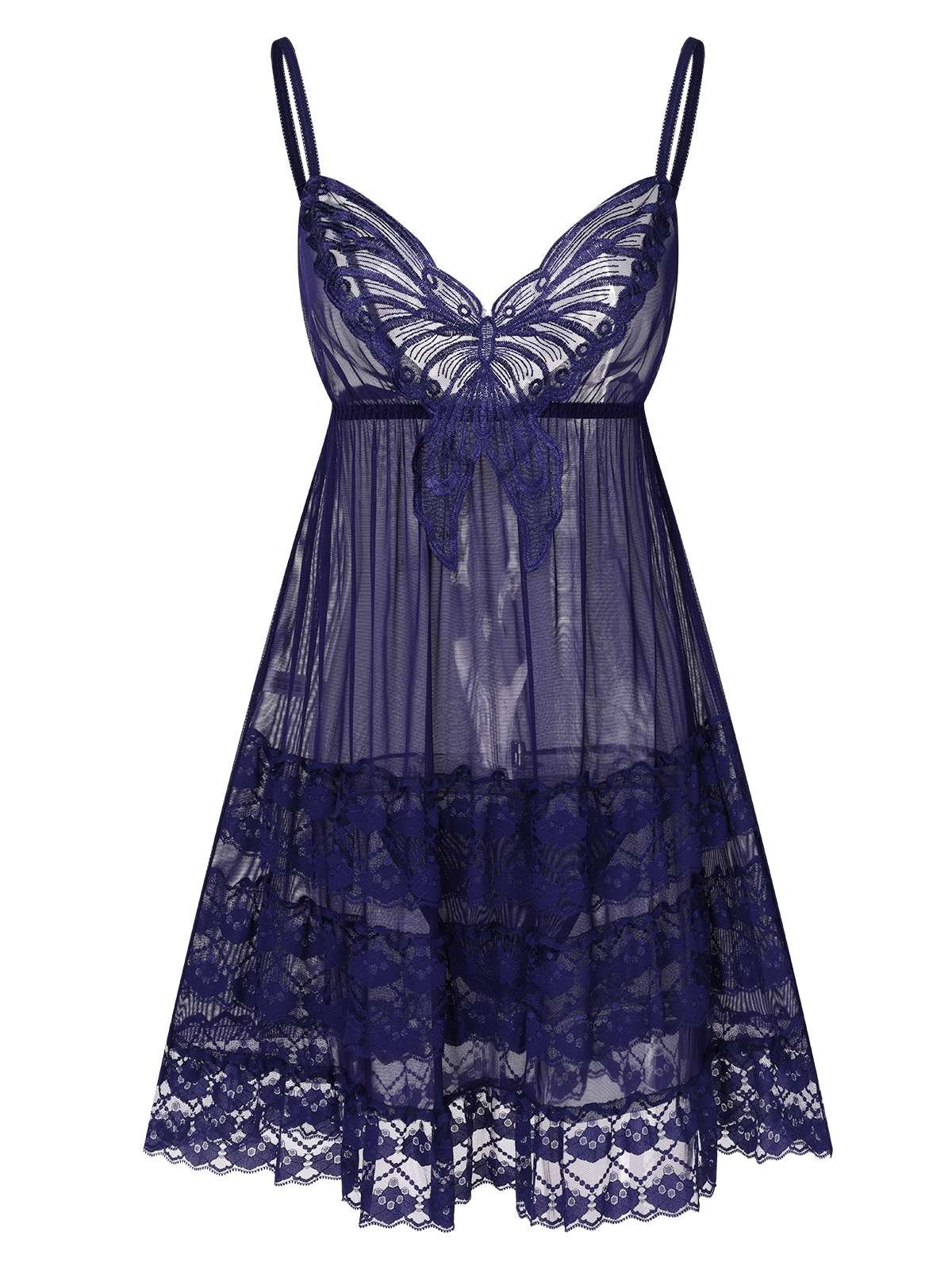 1940s Embroidered Lace Butterfly Sheer Nightgown - Image 9