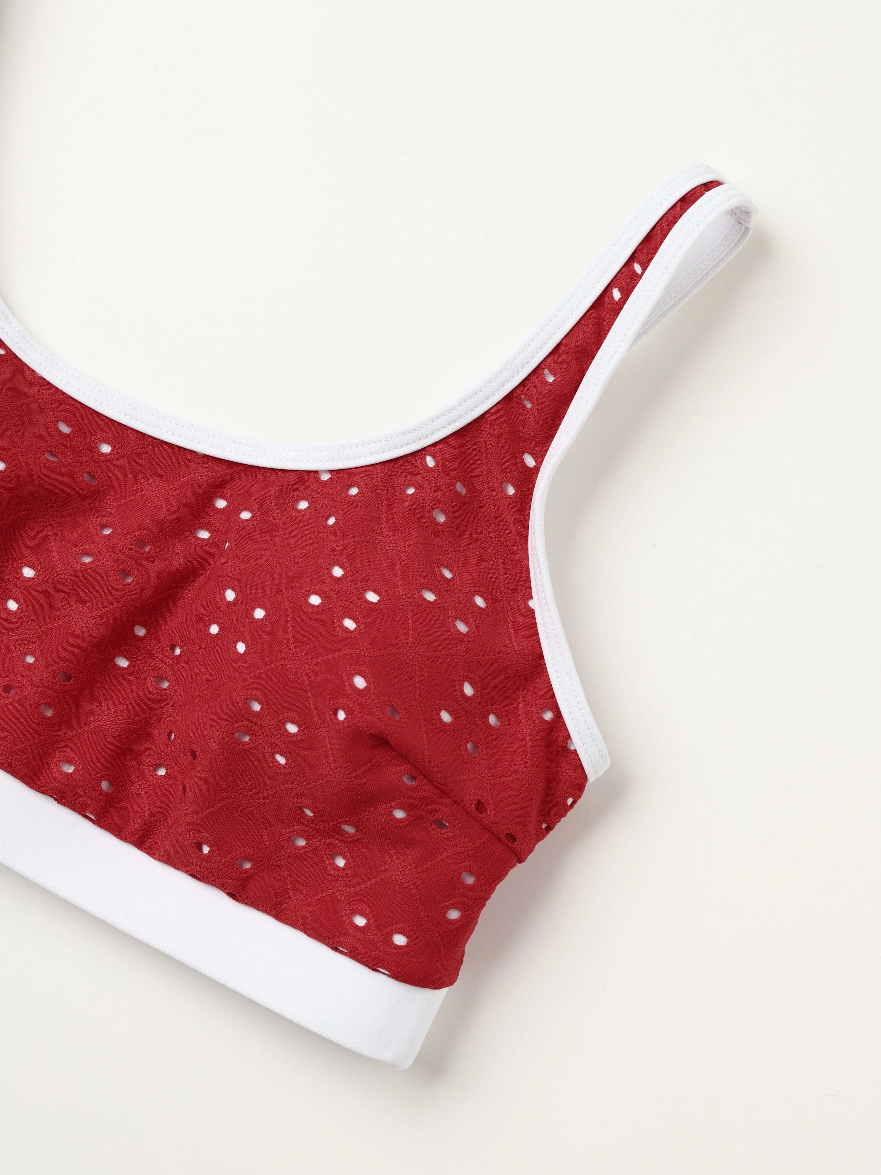 1940s Eyelet High Waisted Color Block Tankini Set - Image 10