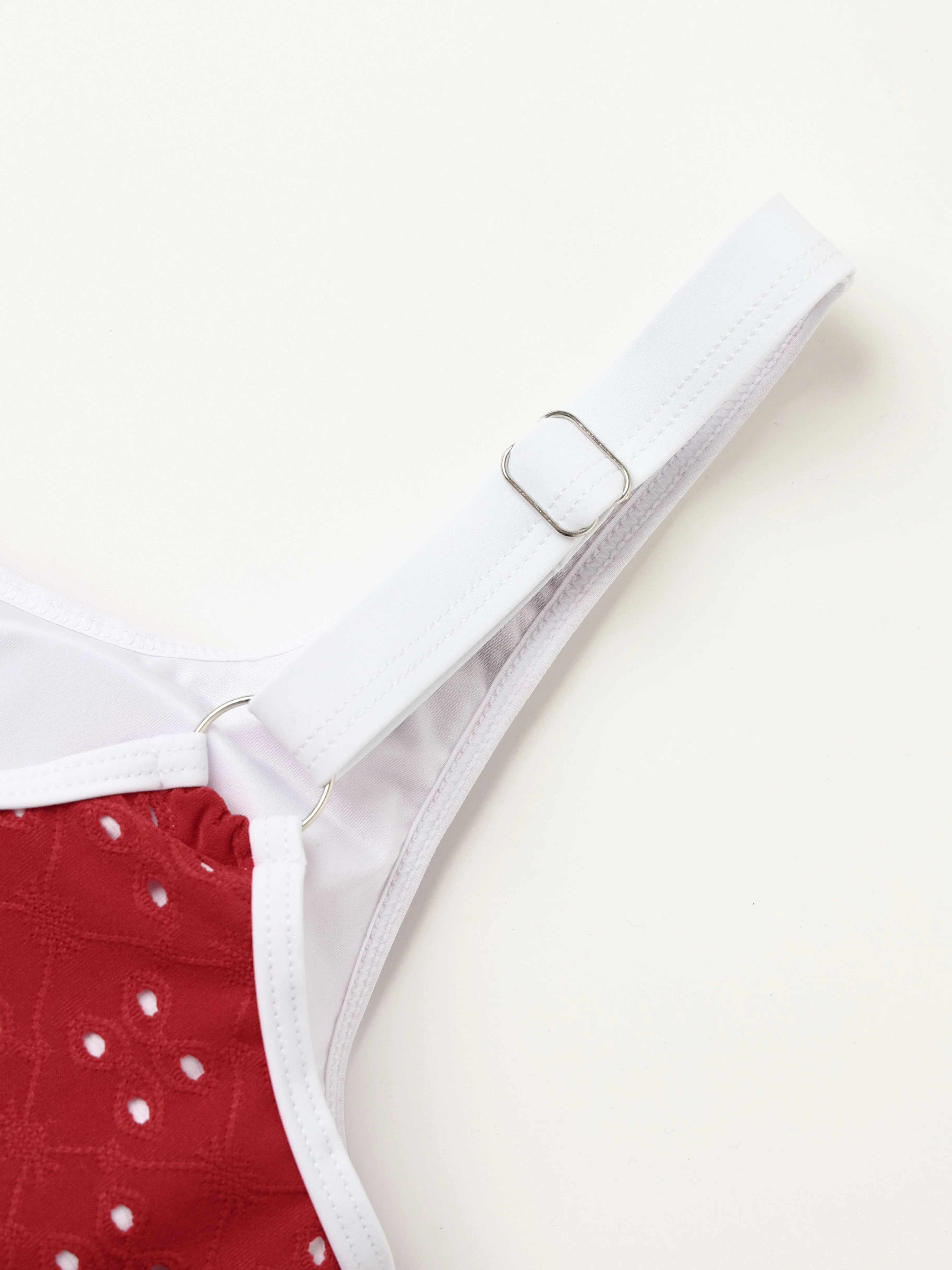 1940s Eyelet High Waisted Color Block Tankini Set - Image 11