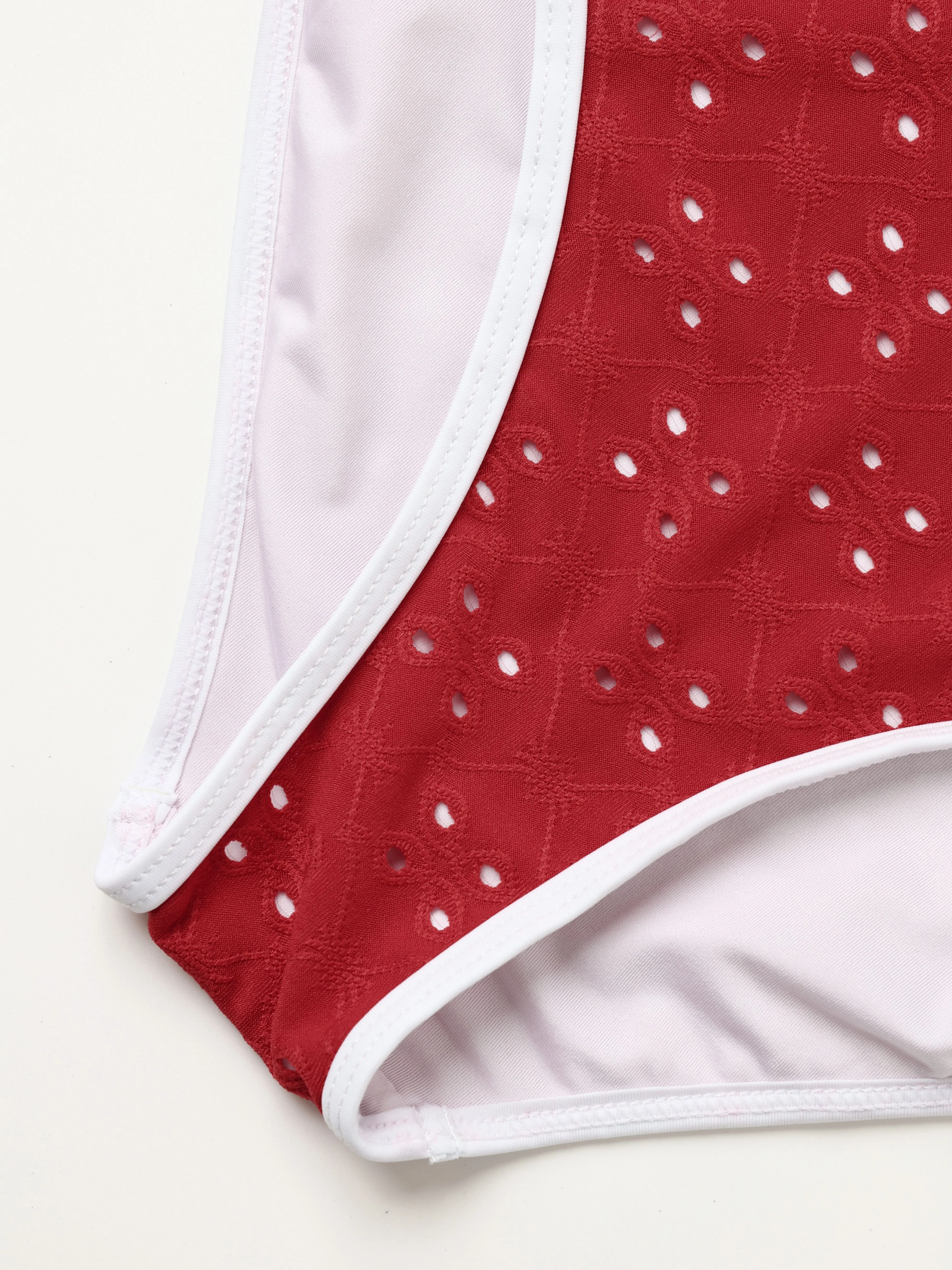 1940s Eyelet High Waisted Color Block Tankini Set - Image 13