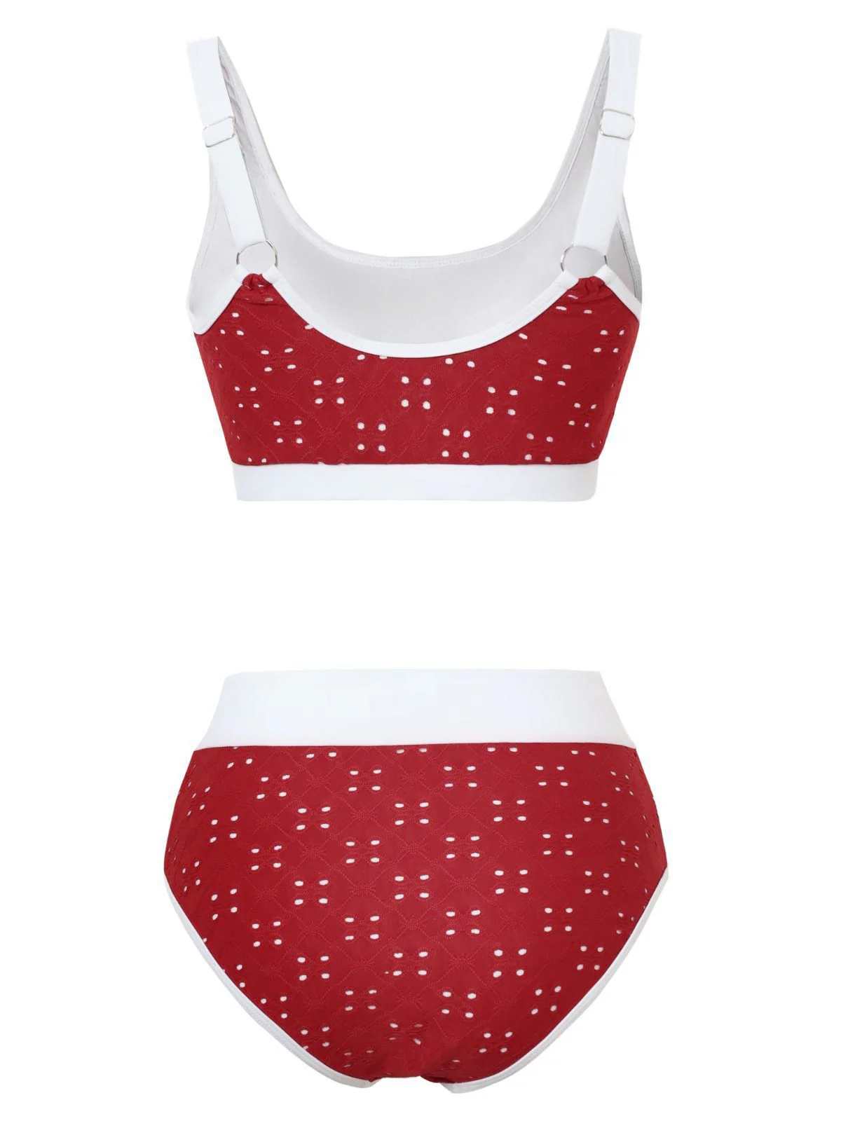 1940s Eyelet High Waisted Color Block Tankini Set - Image 3