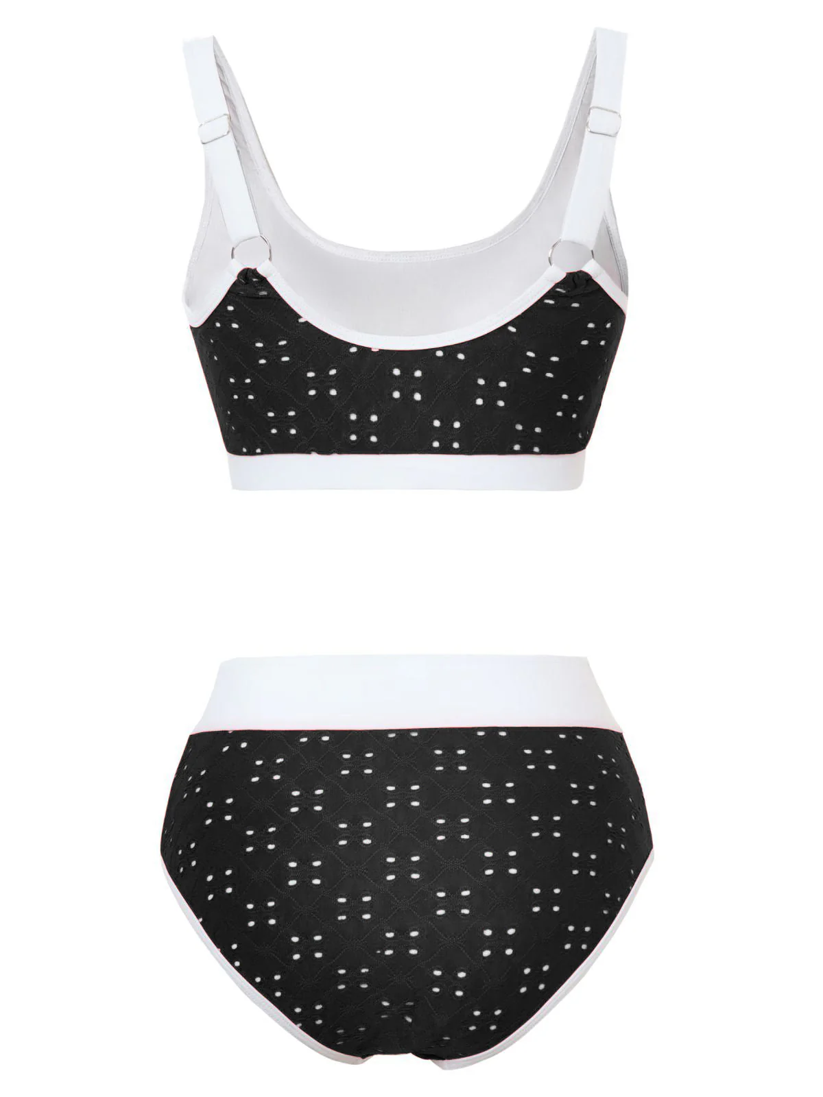 1940s Eyelet High Waisted Color Block Tankini Set - Image 5