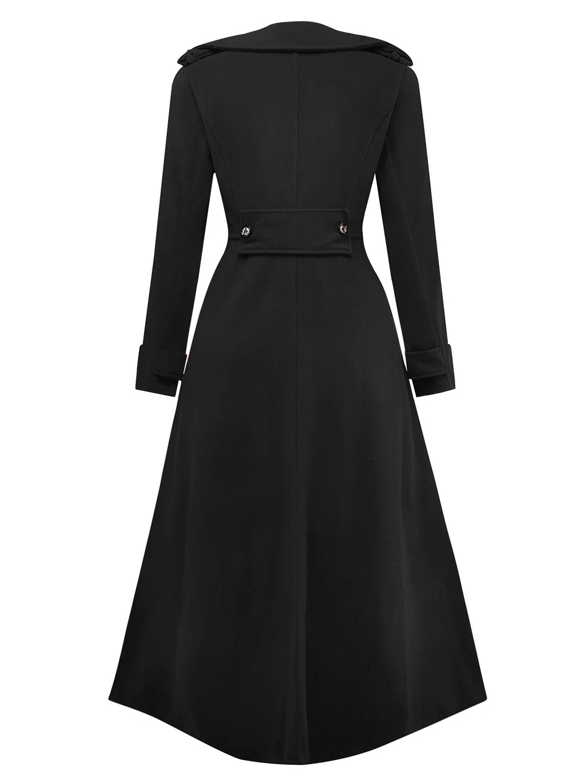 1940s Faux-Wool Notched Collar Long Coat - Image 3