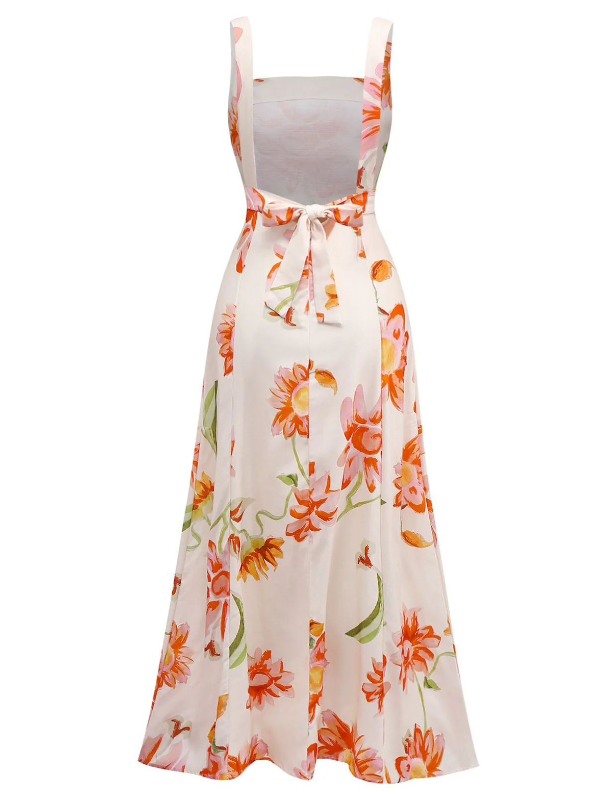 1940s Floral Backless Wide Strap Dress - Image 2