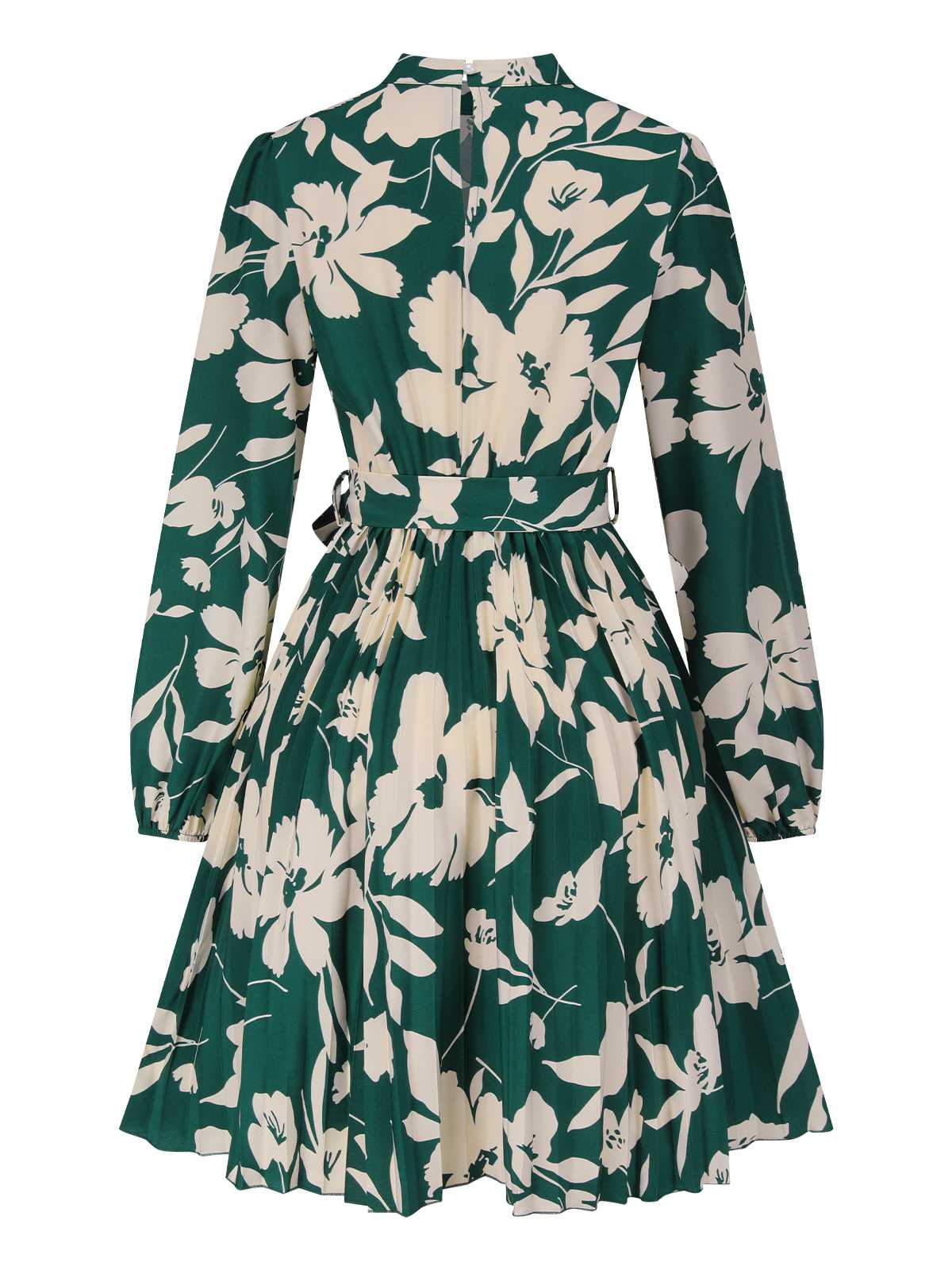 1940s Floral Belted Pleated Dress - Image 3