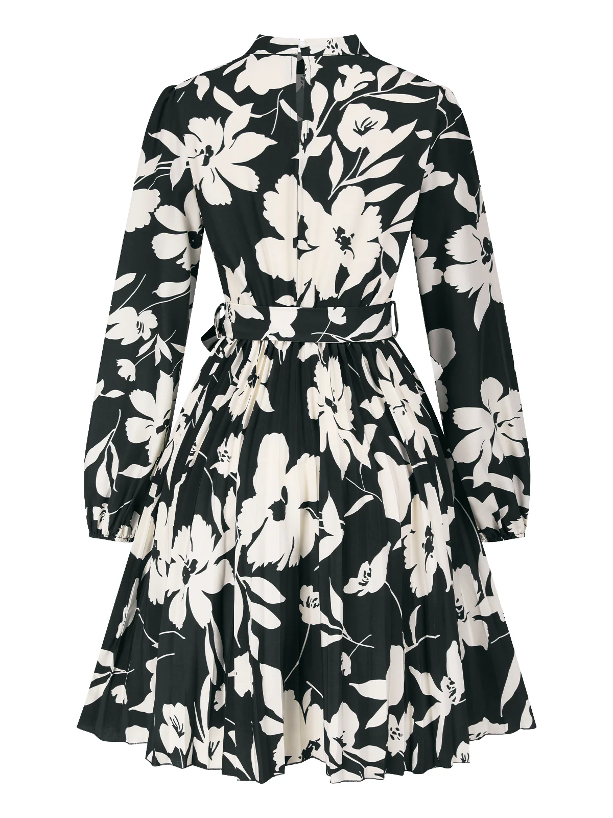 1940s Floral Belted Pleated Dress - Image 7