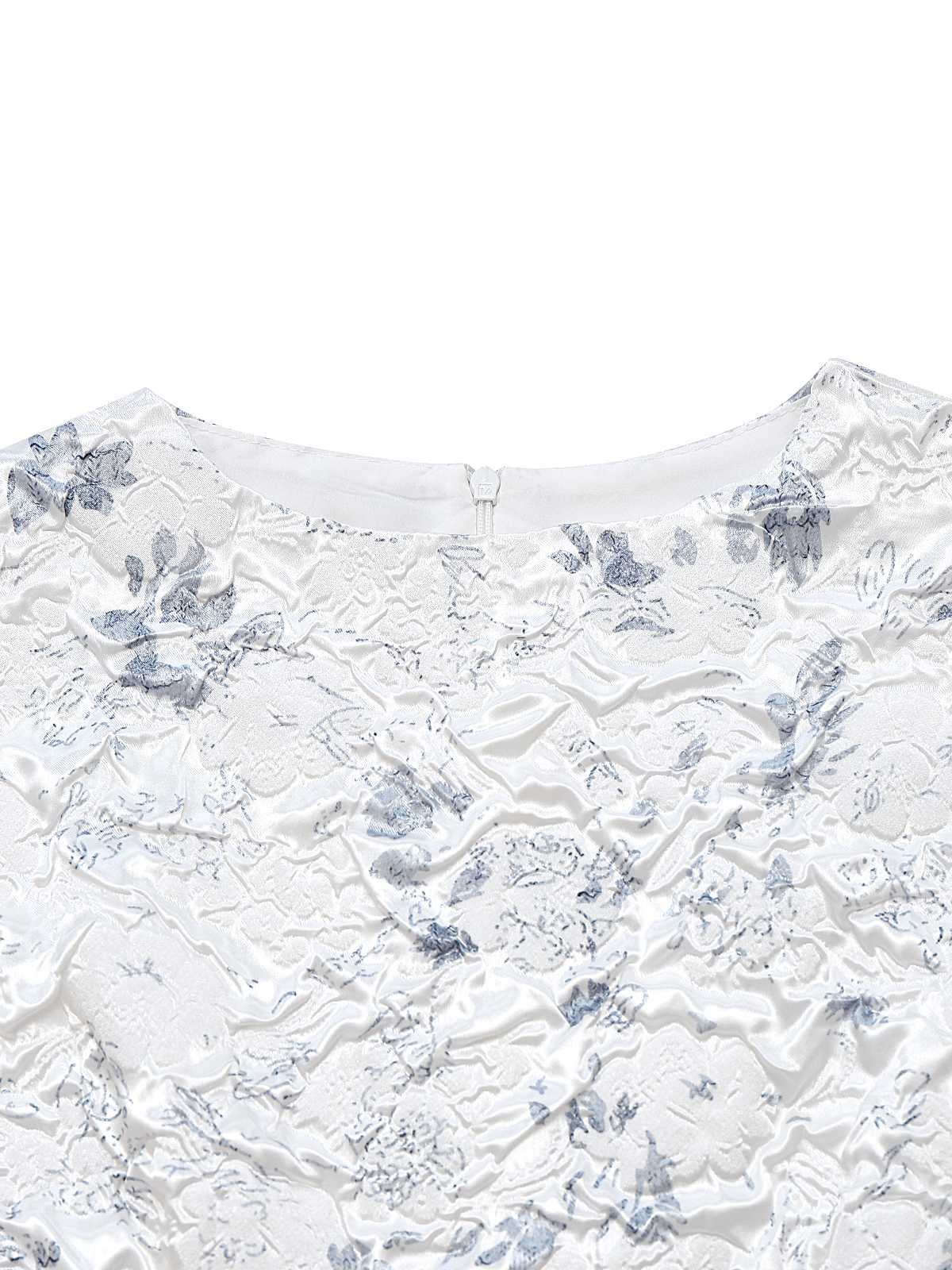 1940s Floral Crinkle-Jacquard Waistband Dress - Image 3