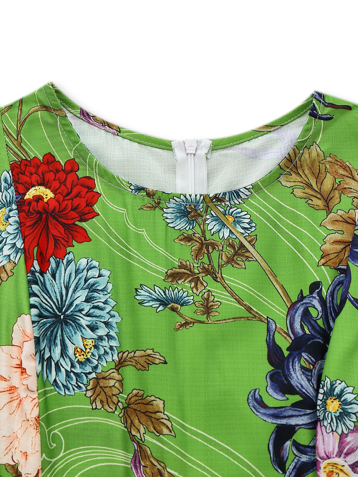 1940s Floral Doodle Puff Sleeve Dress - Image 3