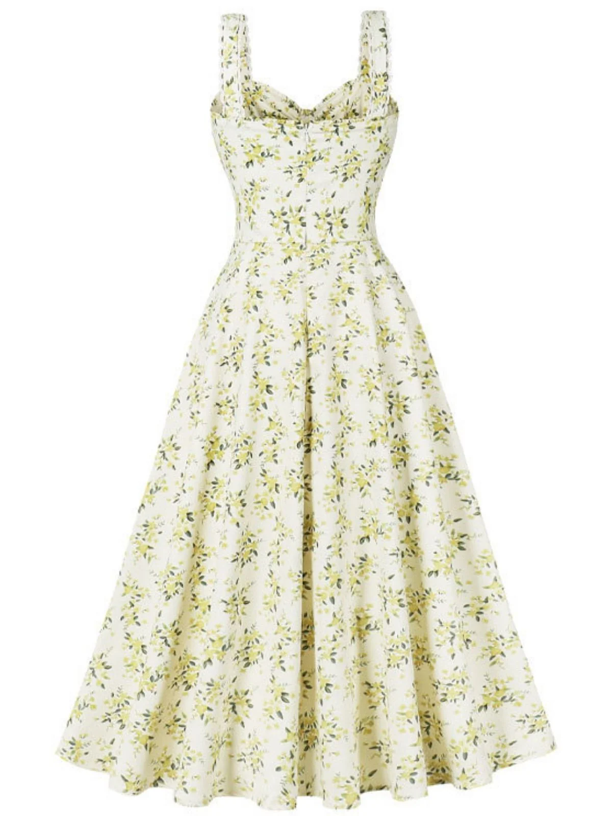1940s Floral Lace-Up Wide Strap Dress - Image 9
