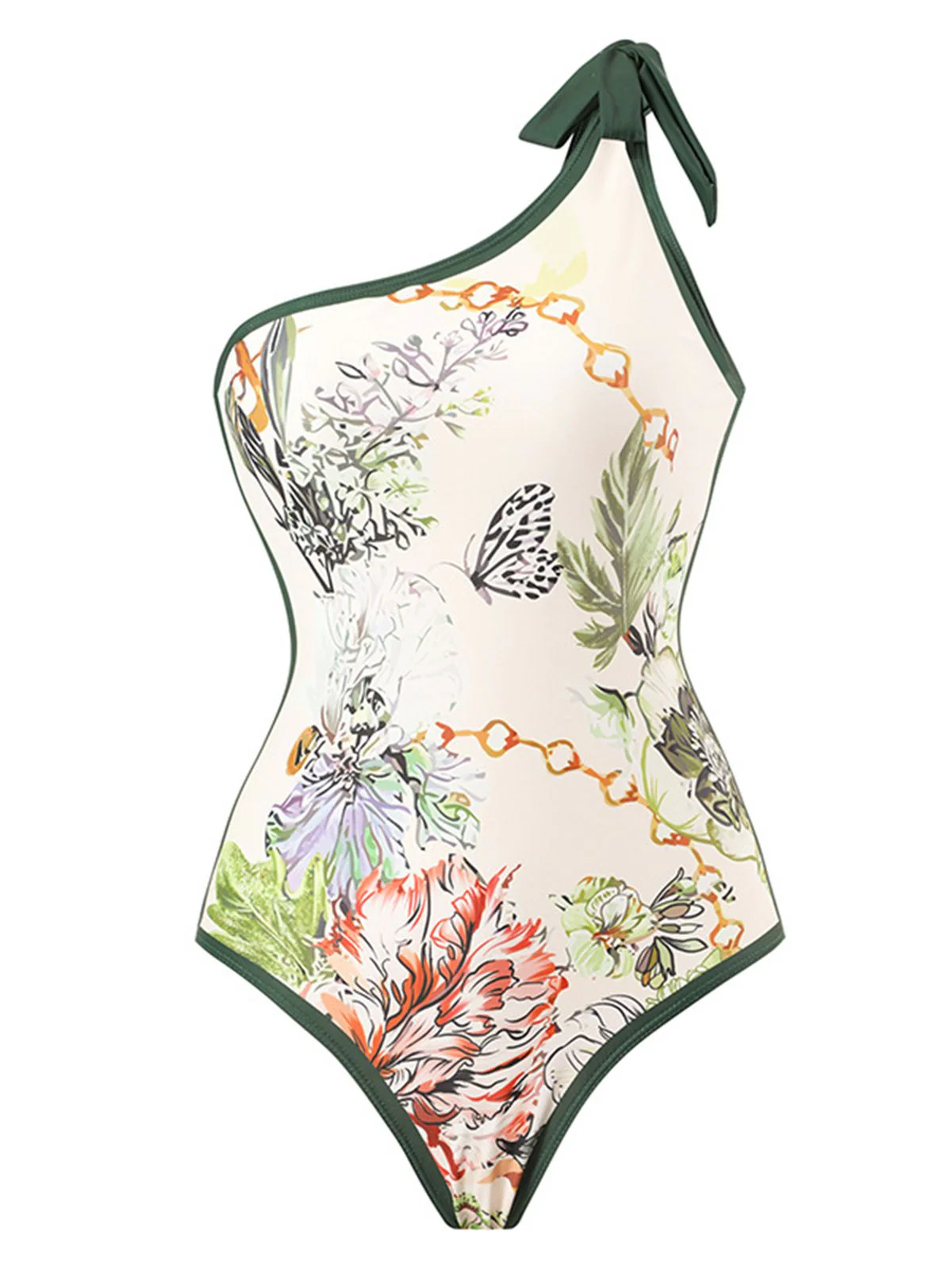 1940s Floral One Shoulder Swimsuit & Cover Up - Image 5