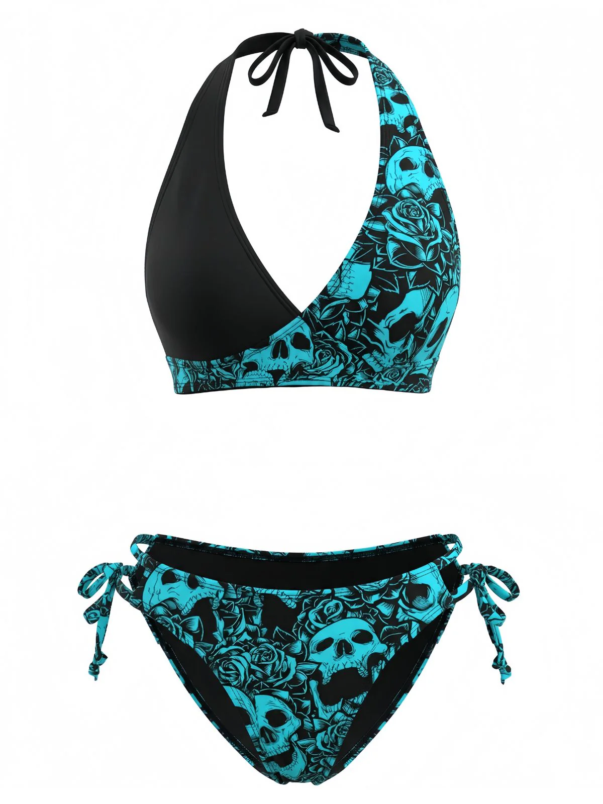 1940s Floral Print Halter Bikini Set - Image 2