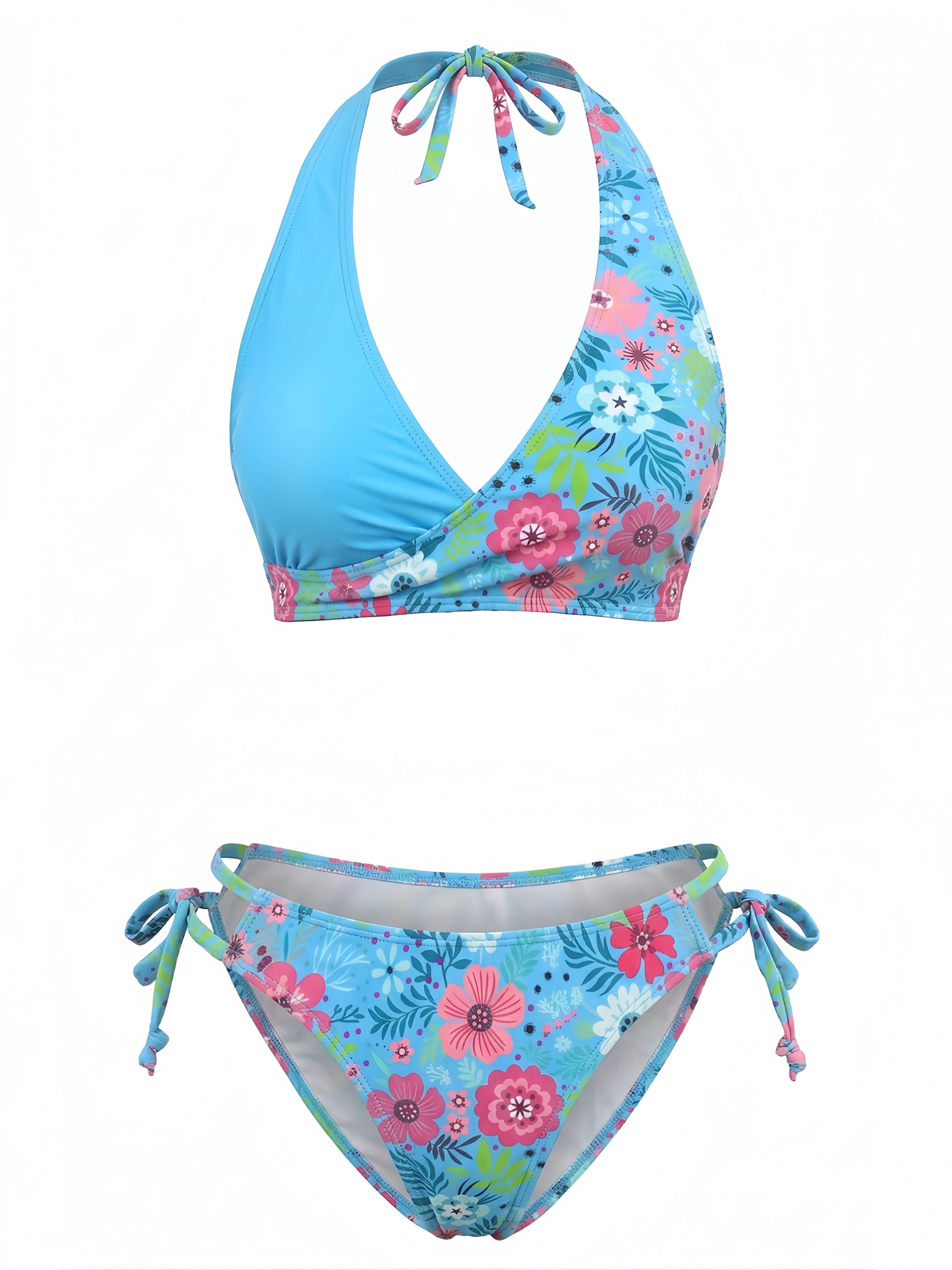 1940s Floral Print Halter Bikini Set - Image 6