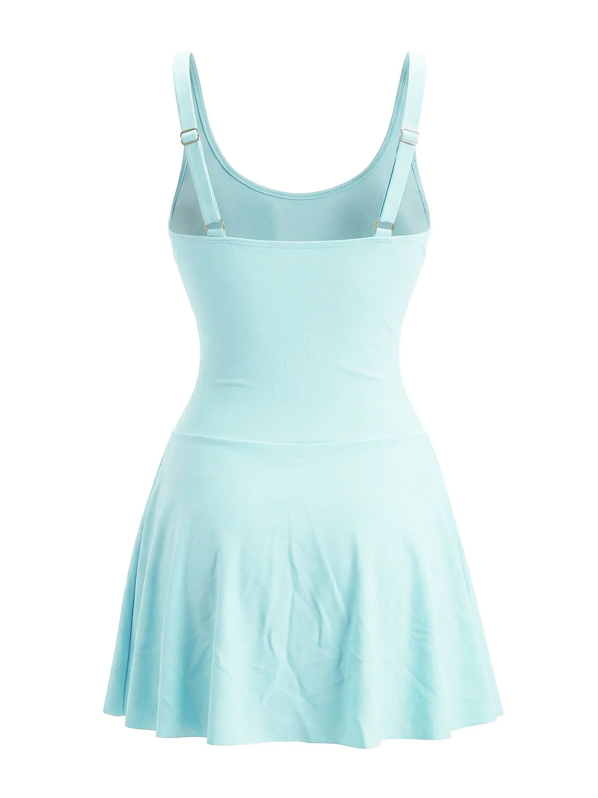 1940s Floral Strappy Scoop-Neck Tie Mesh Swim Dress - Image 3
