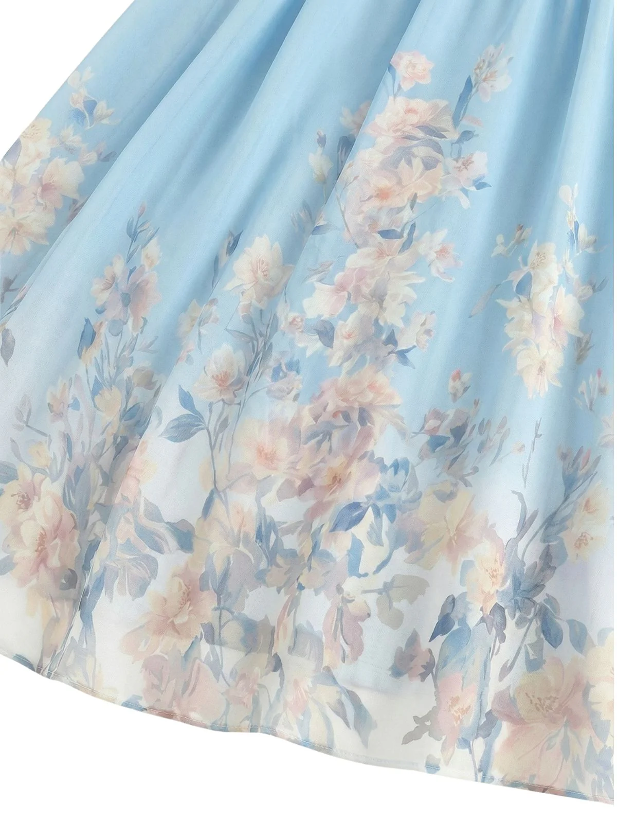 1940s Floral V-Neck Sleeveless Midi Dress - Image 4