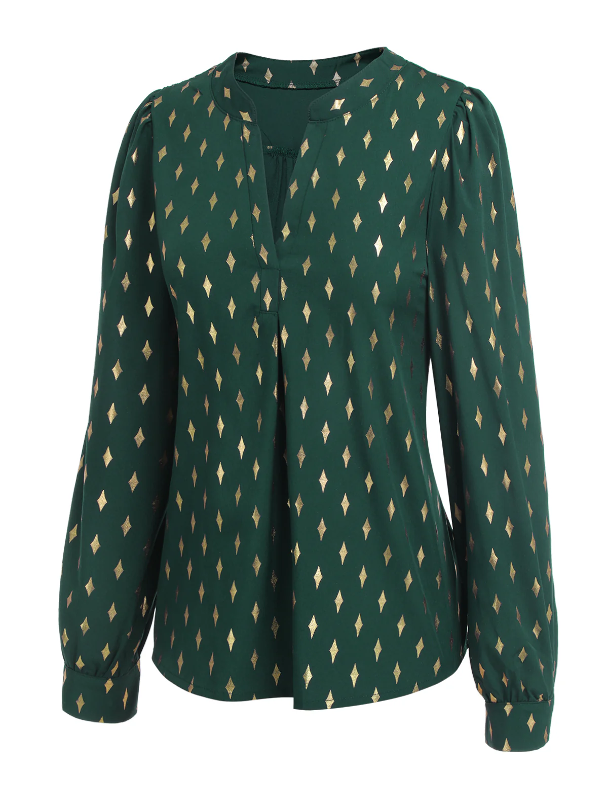 1940s Foil Stamping Stars V-Neck Blouse - Image 11