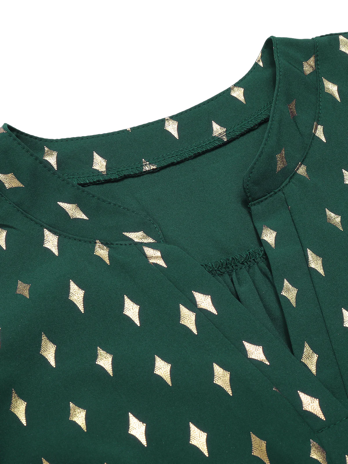 1940s Foil Stamping Stars V-Neck Blouse - Image 12