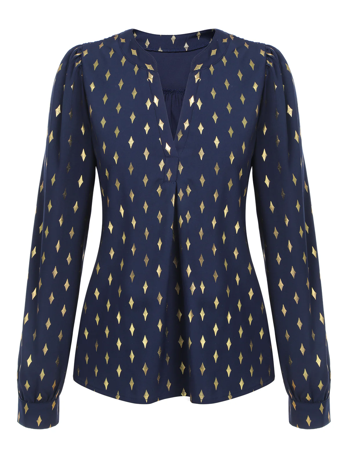 1940s Foil Stamping Stars V-Neck Blouse - Image 16
