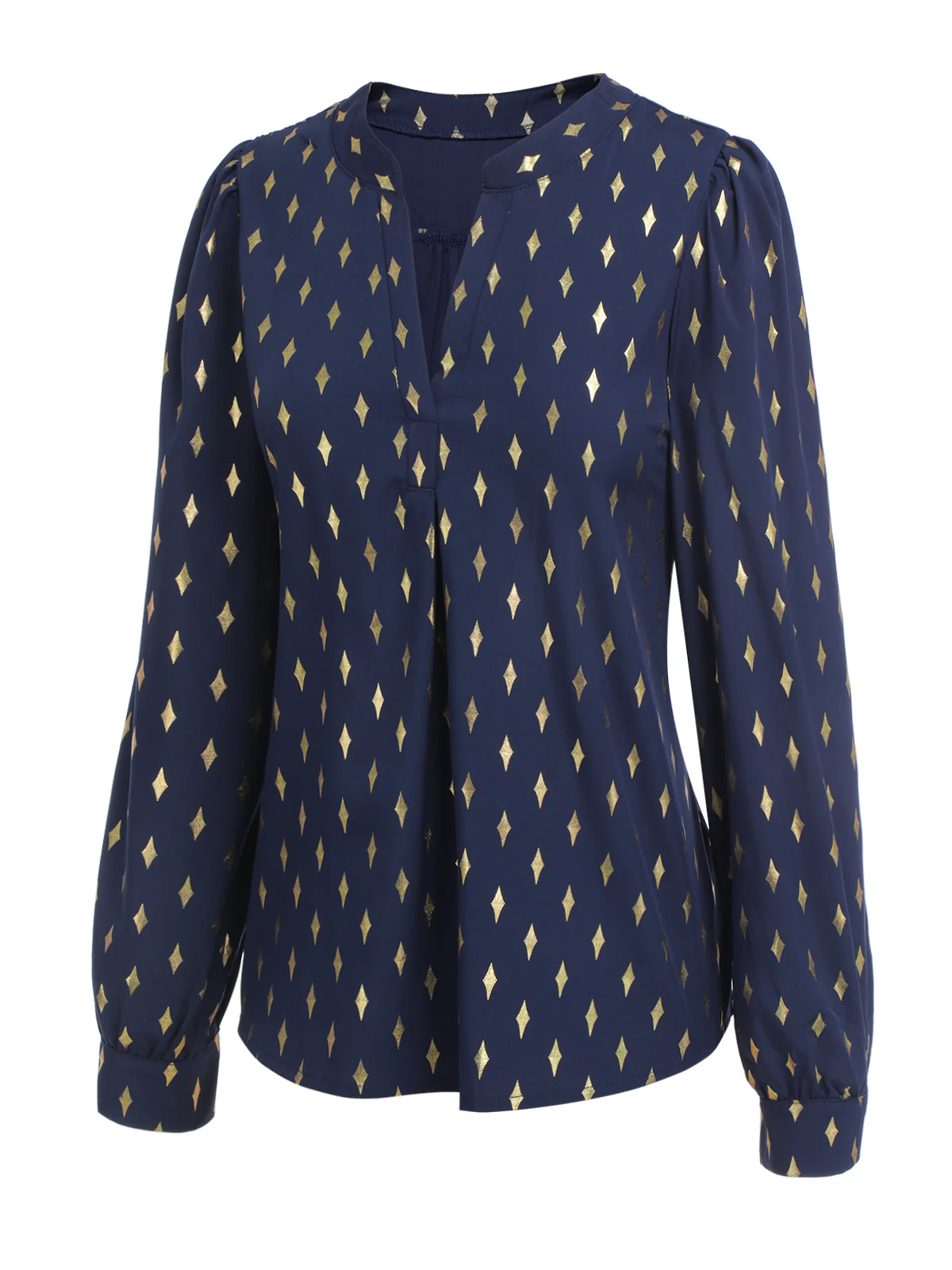 1940s Foil Stamping Stars V-Neck Blouse - Image 17