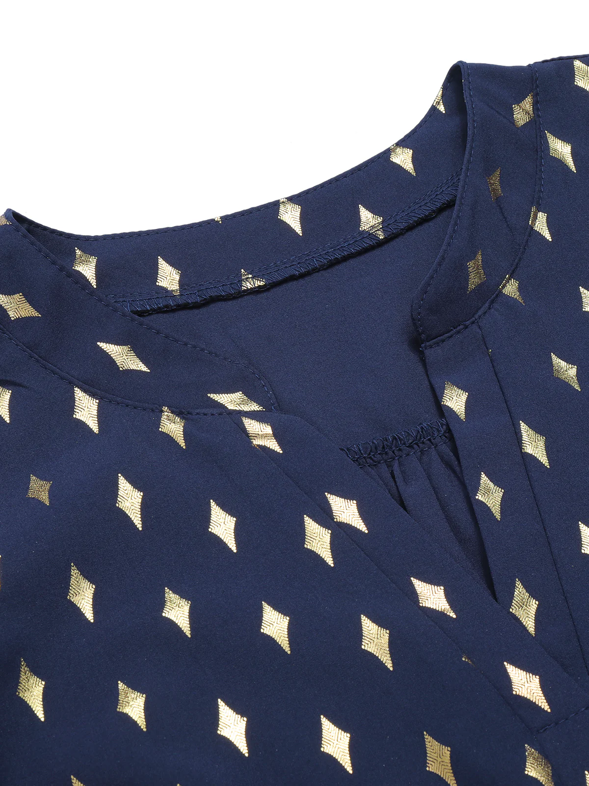 1940s Foil Stamping Stars V-Neck Blouse - Image 19