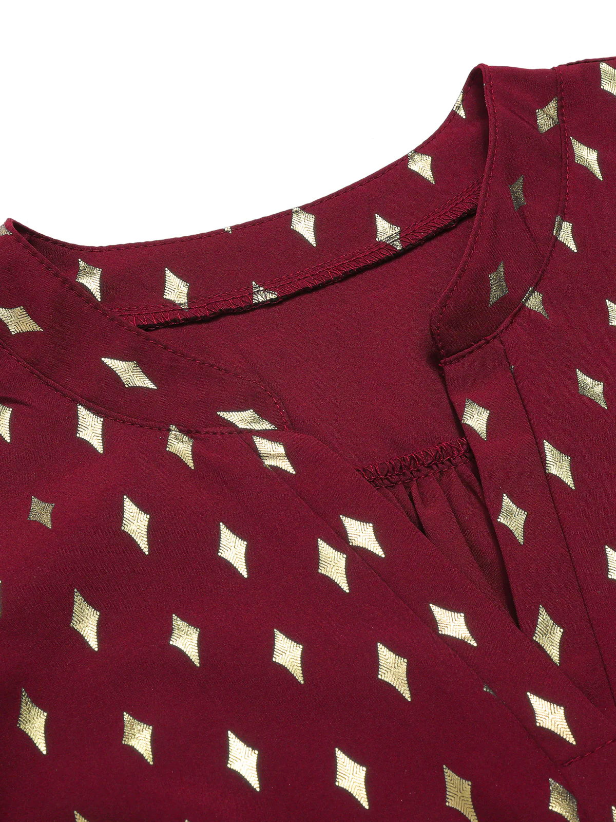 1940s Foil Stamping Stars V-Neck Blouse - Image 26
