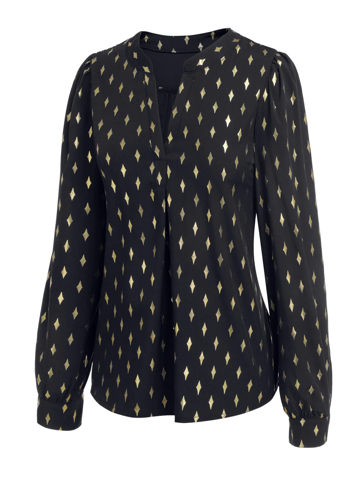 1940s Foil Stamping Stars V-Neck Blouse - Image 3