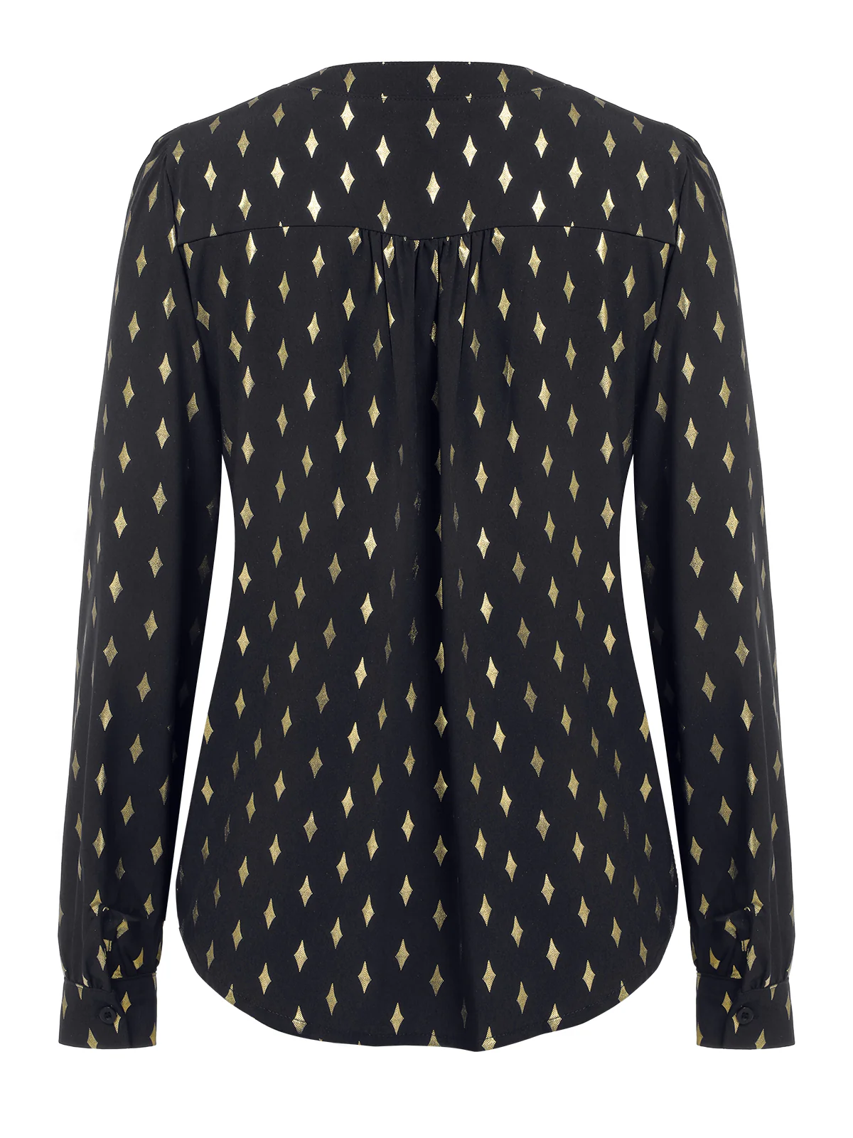 1940s Foil Stamping Stars V-Neck Blouse - Image 4