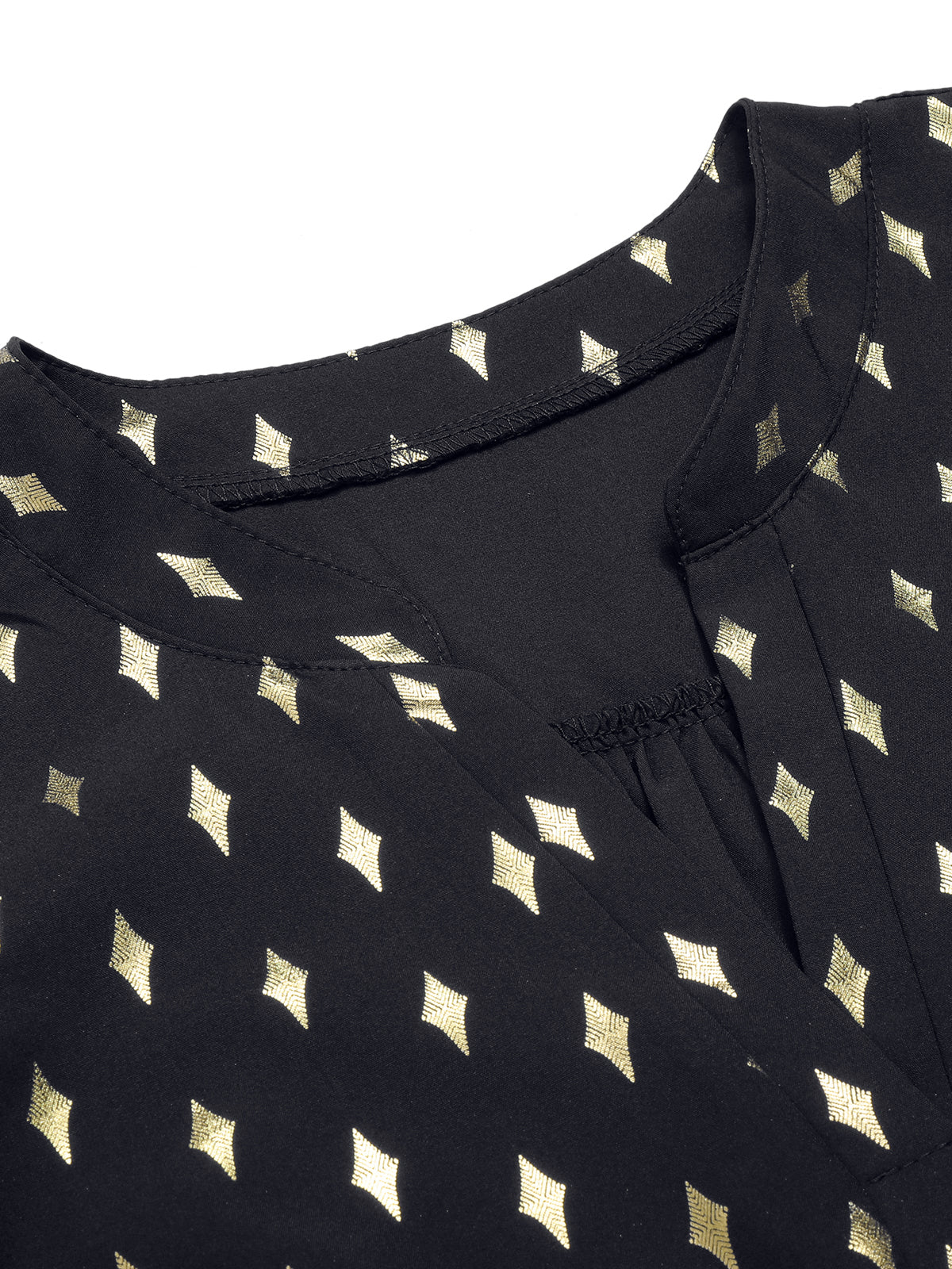 1940s Foil Stamping Stars V-Neck Blouse - Image 5