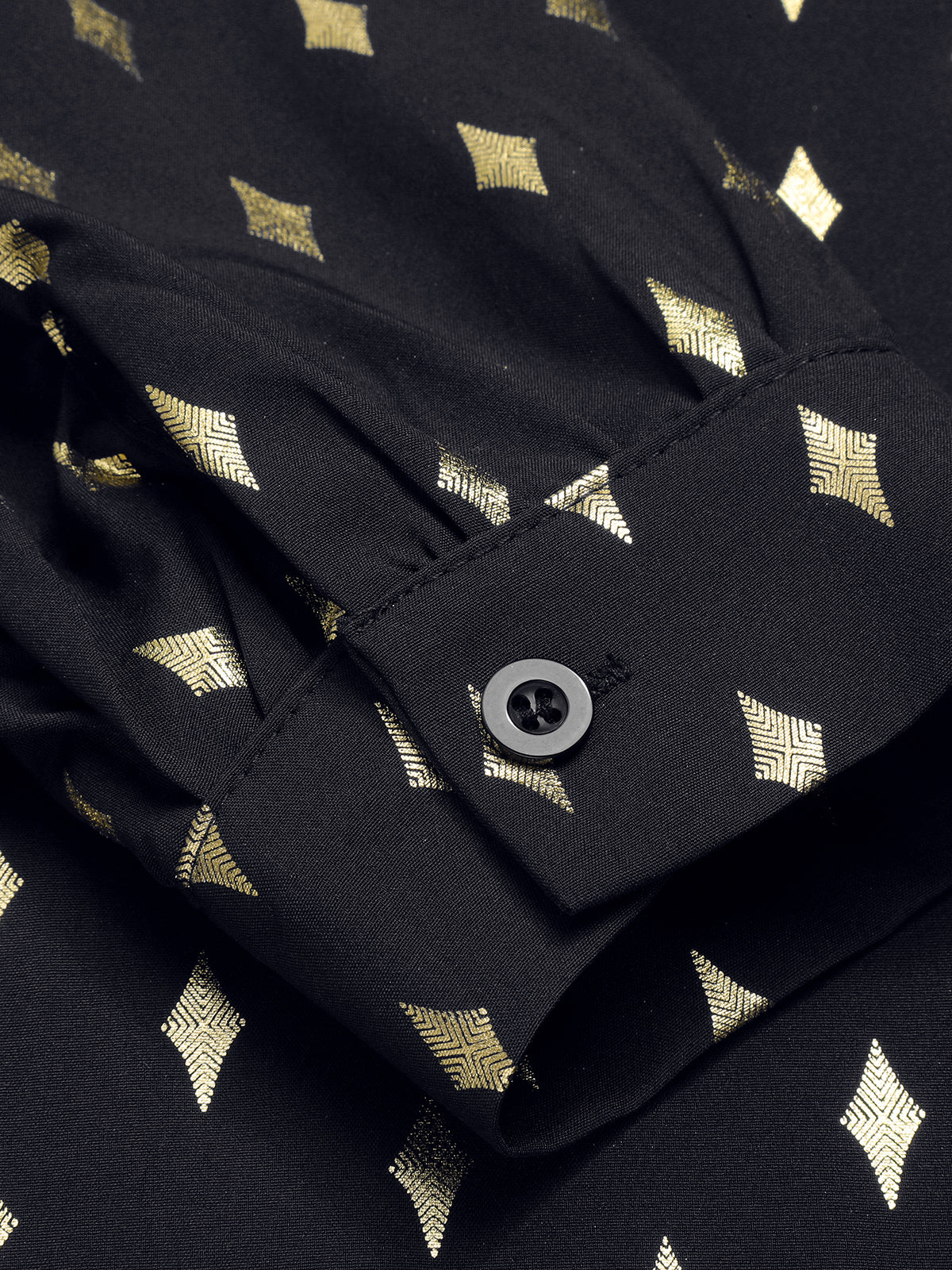 1940s Foil Stamping Stars V-Neck Blouse - Image 6