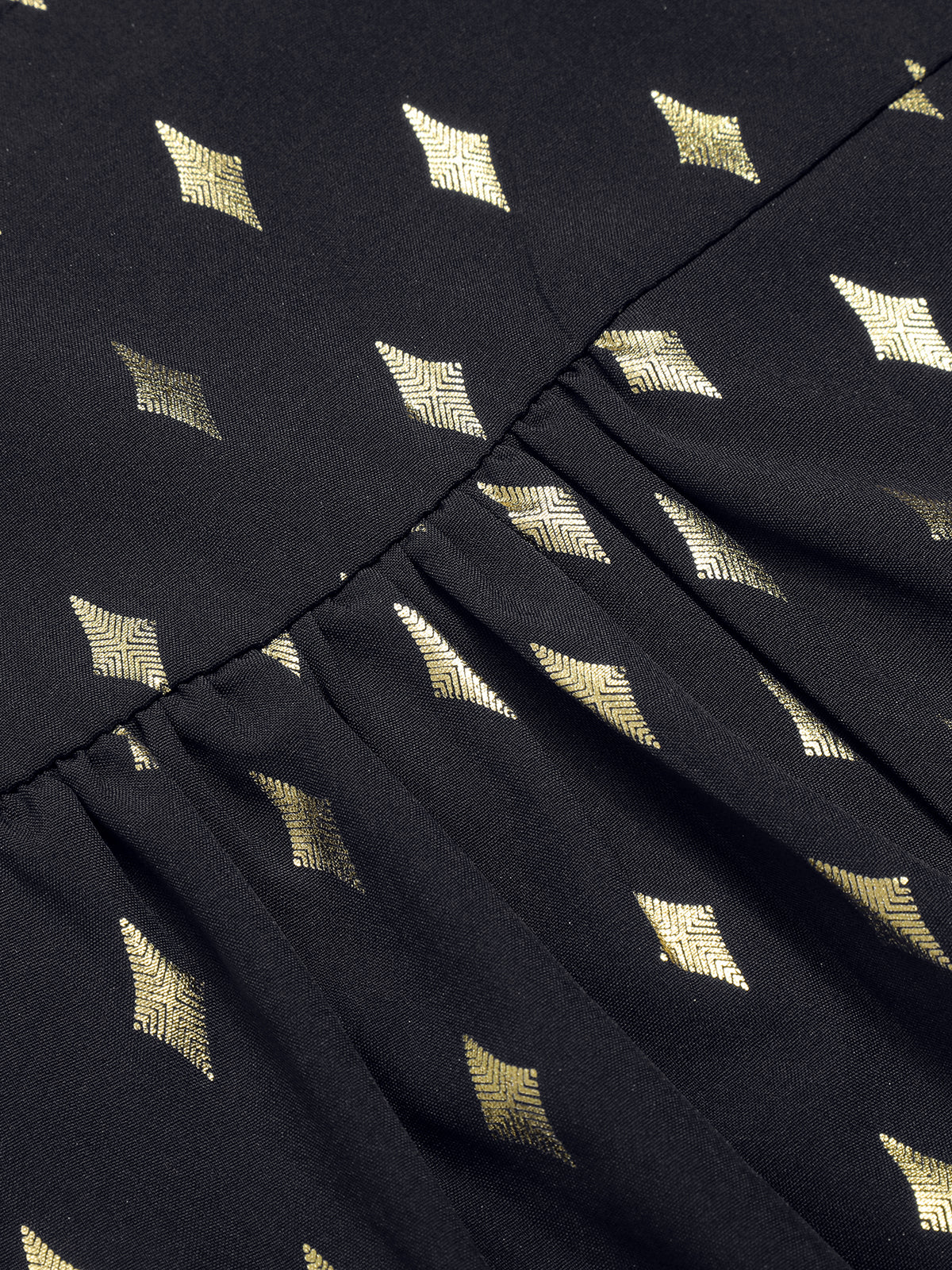 1940s Foil Stamping Stars V-Neck Blouse - Image 7
