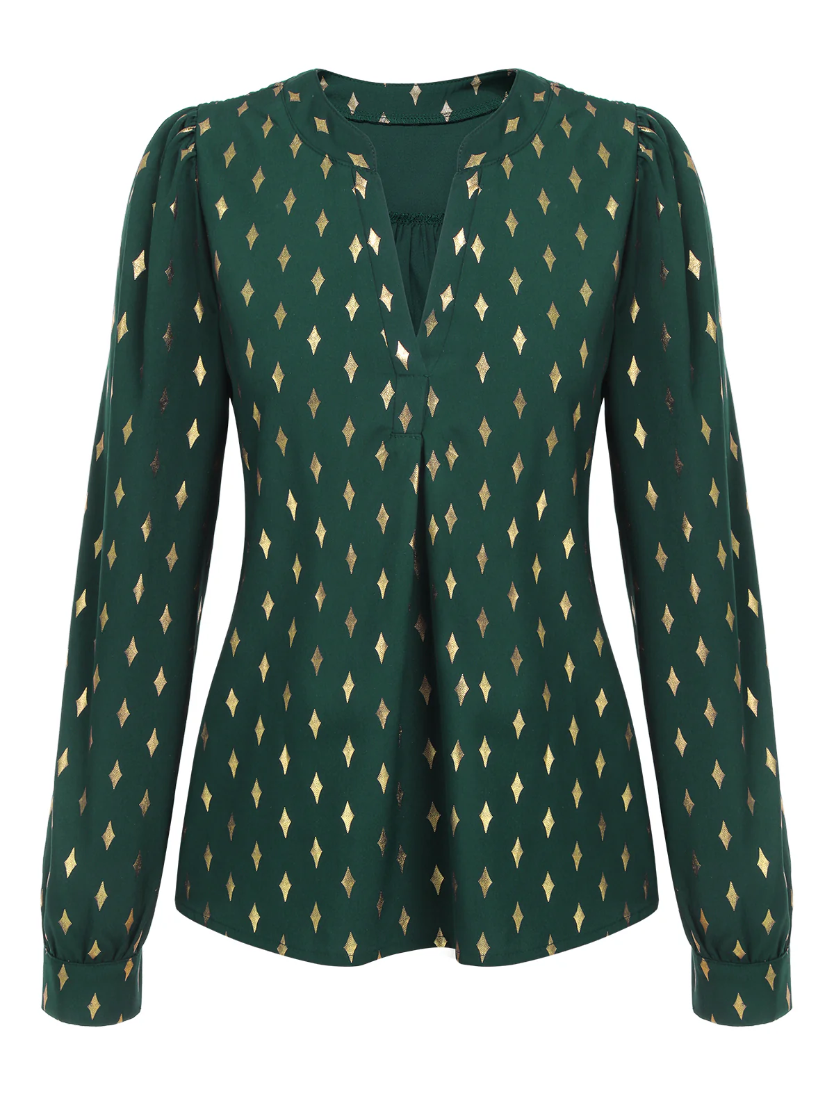 1940s Foil Stamping Stars V-Neck Blouse - Image 9