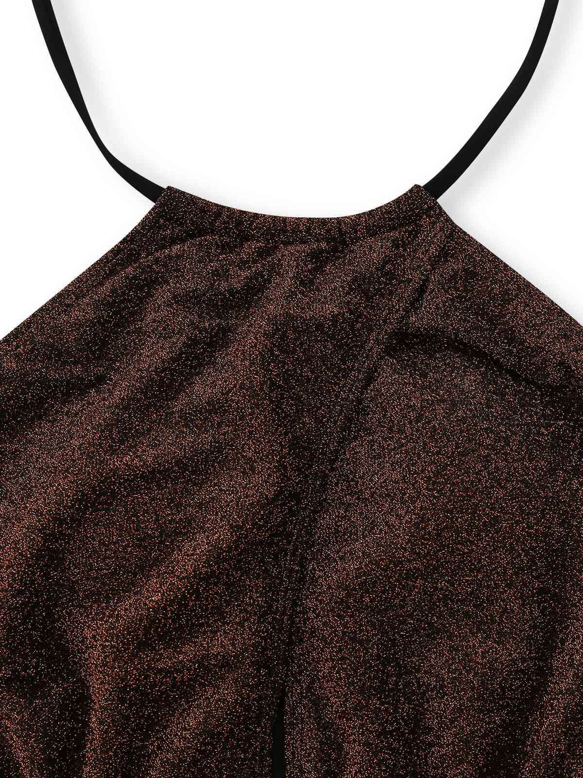 1940s Glitter Halter Cutout Bow One-Piece Swimsuit - Image 4