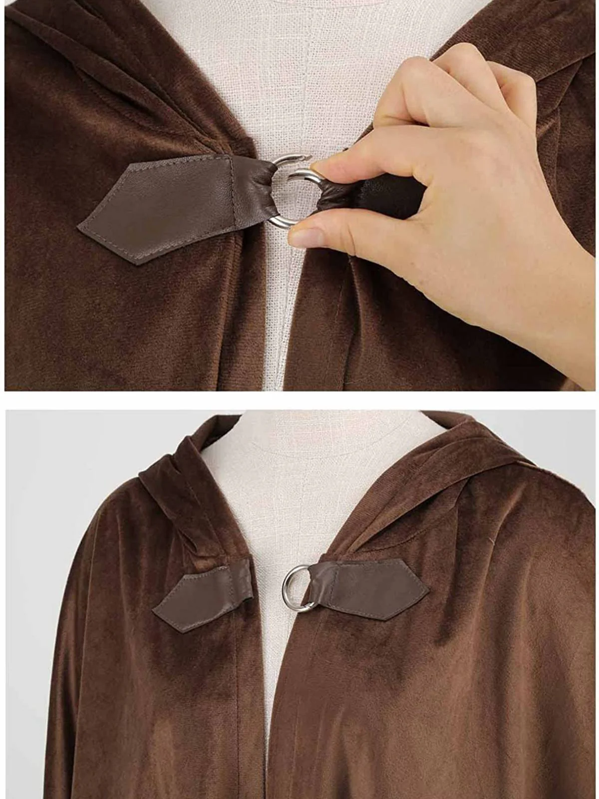1940s Halloween Medieval Faux-Suede Cloak - Image 8